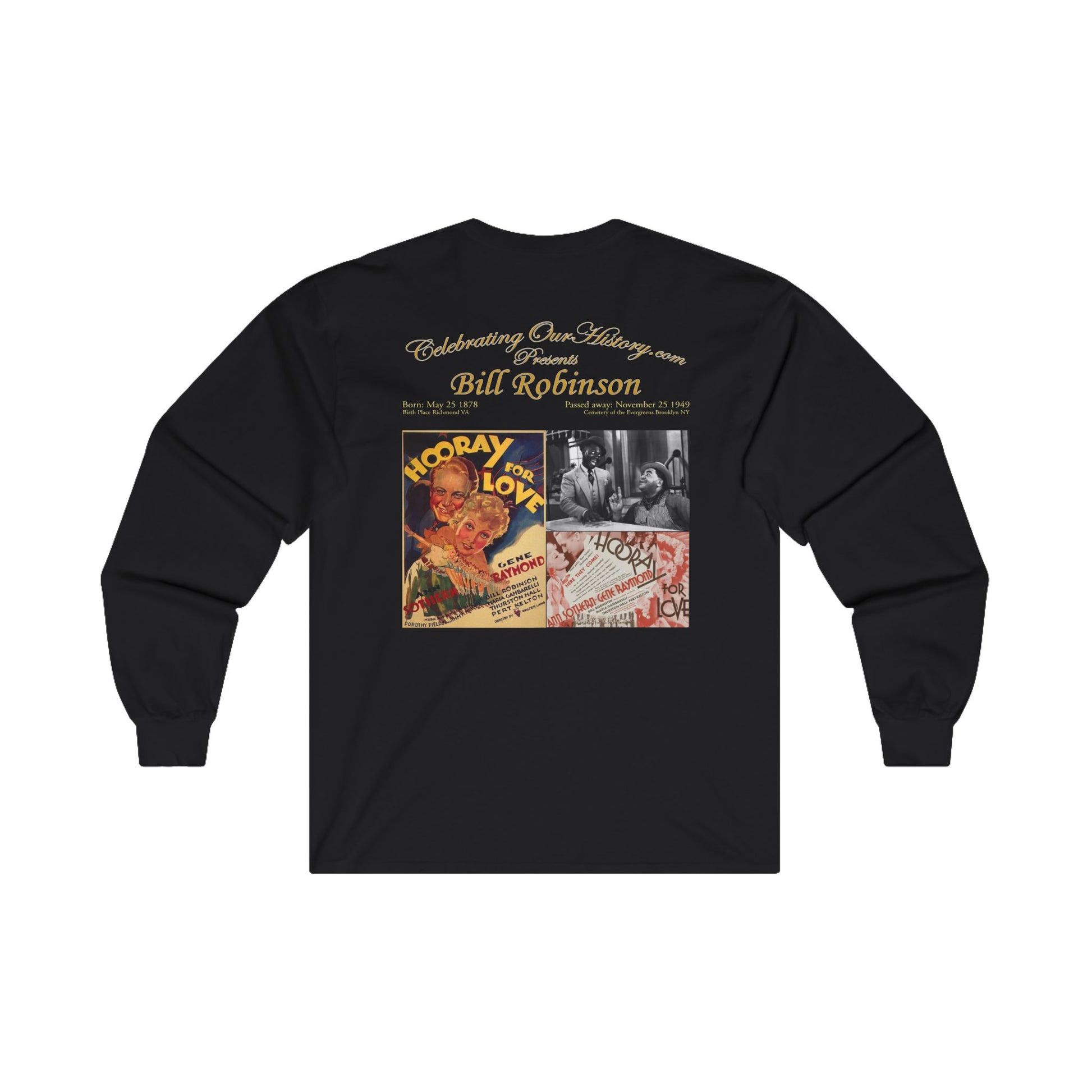 Bill Robinson - Hooray for Love - Front and Back Printed Concert Style Long Sleeve T-Shirt