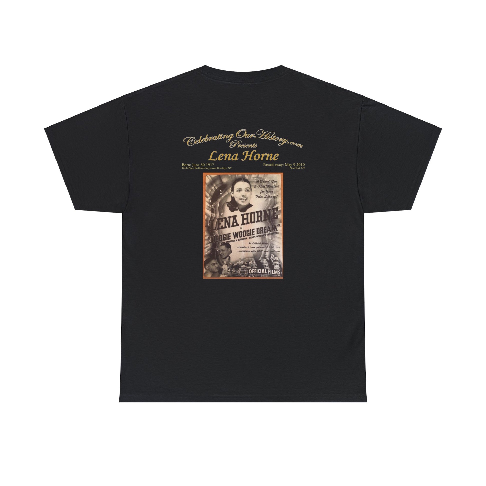 Lena Horne - Boogie Woogie Dream (1944) -  Front and Back Printed Concert Style T-Shirt