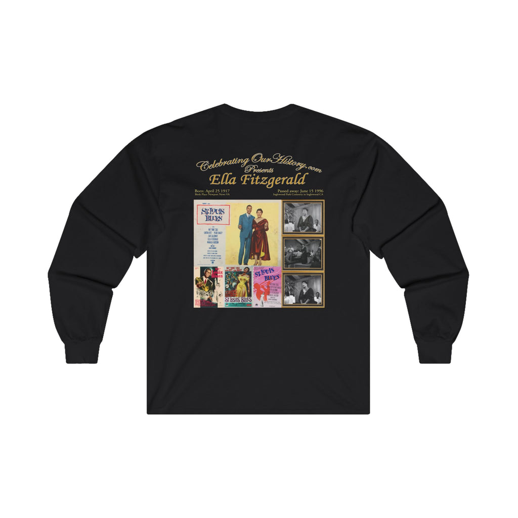 Ella Fitzgerald - St. Louis Blues (1958) - Front and Back Printed Concert Style Long Sleeve T-Shirt