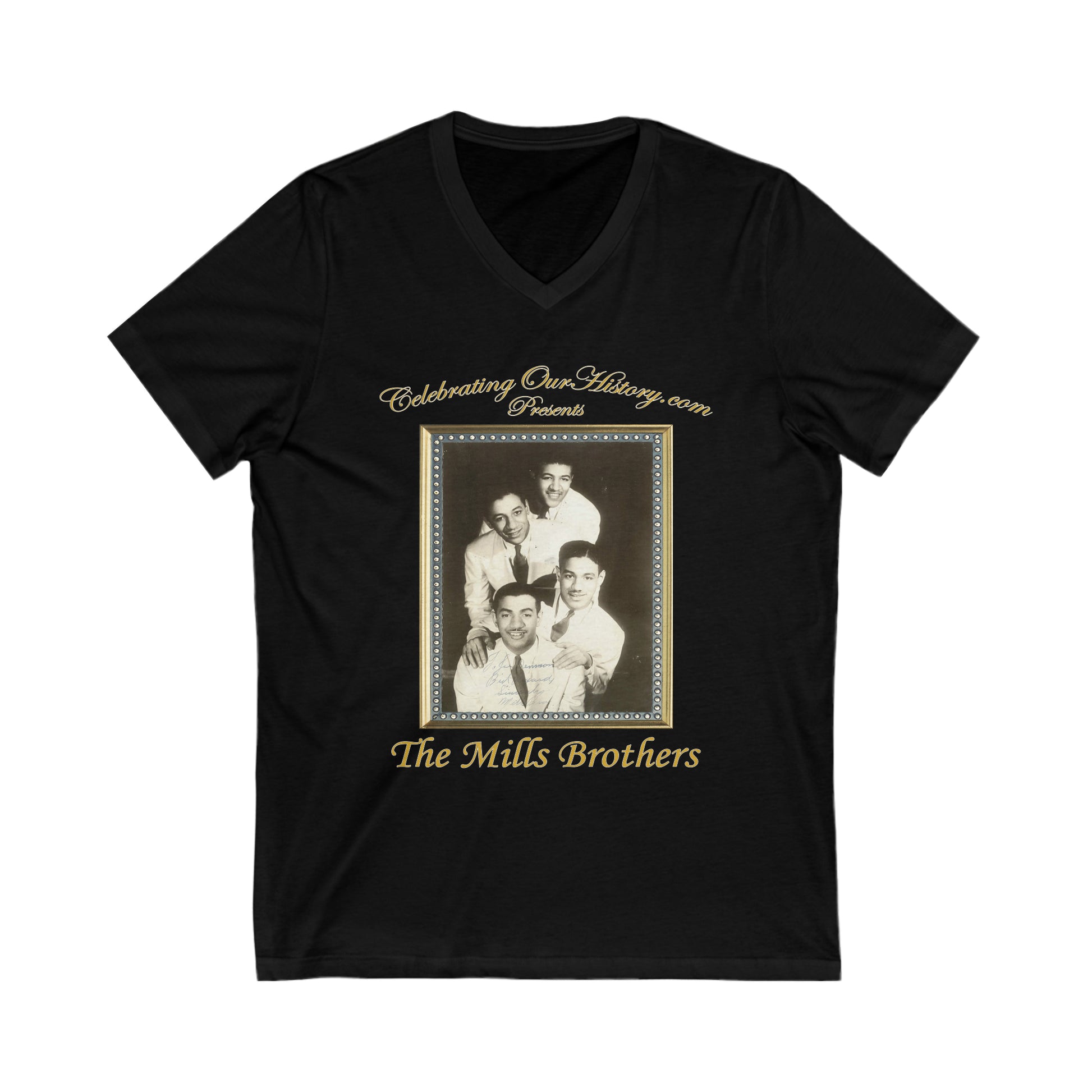 The Mills Brothers - Ebony Parade (1947) - Front and Back Printed Concert Style V-Neck T-Shirt