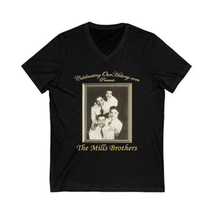 The Mills Brothers - Ebony Parade (1947) - Front and Back Printed Concert Style V-Neck T-Shirt
