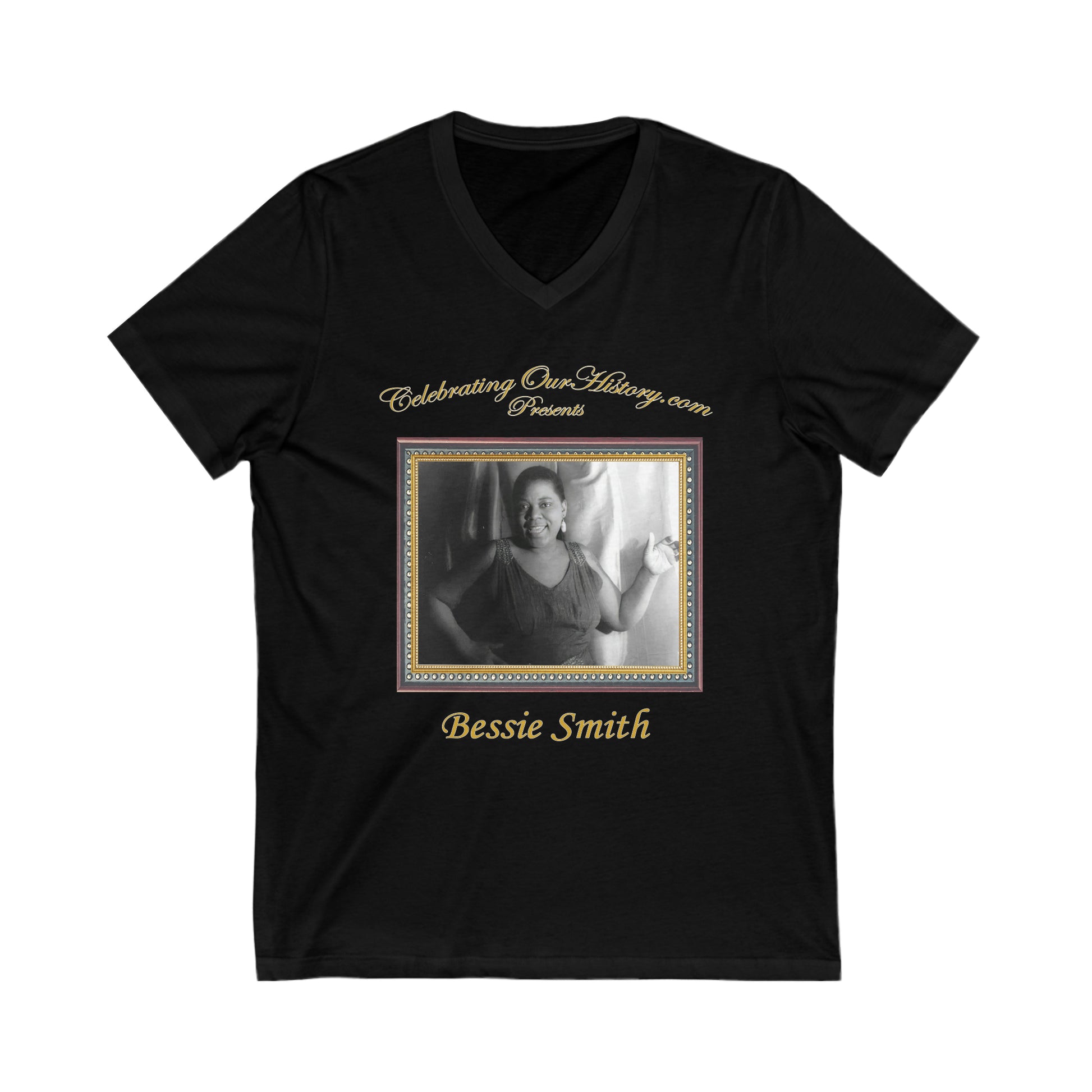 Bessie Smith - Rocking Chair Blues - Front and Back Printed Concert Style V-Neck T-Shirt