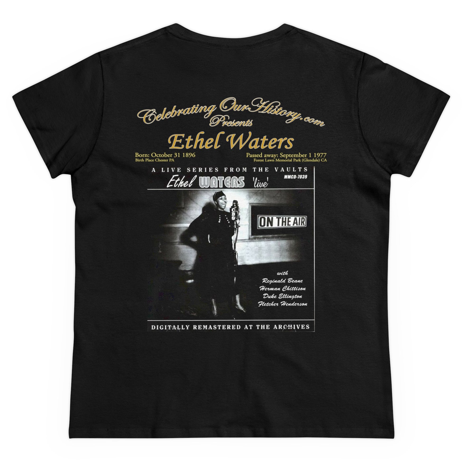 Ethel Waters - Ethel Waters Live -  Front and Back Printed Concert Style Women's T-Shirt