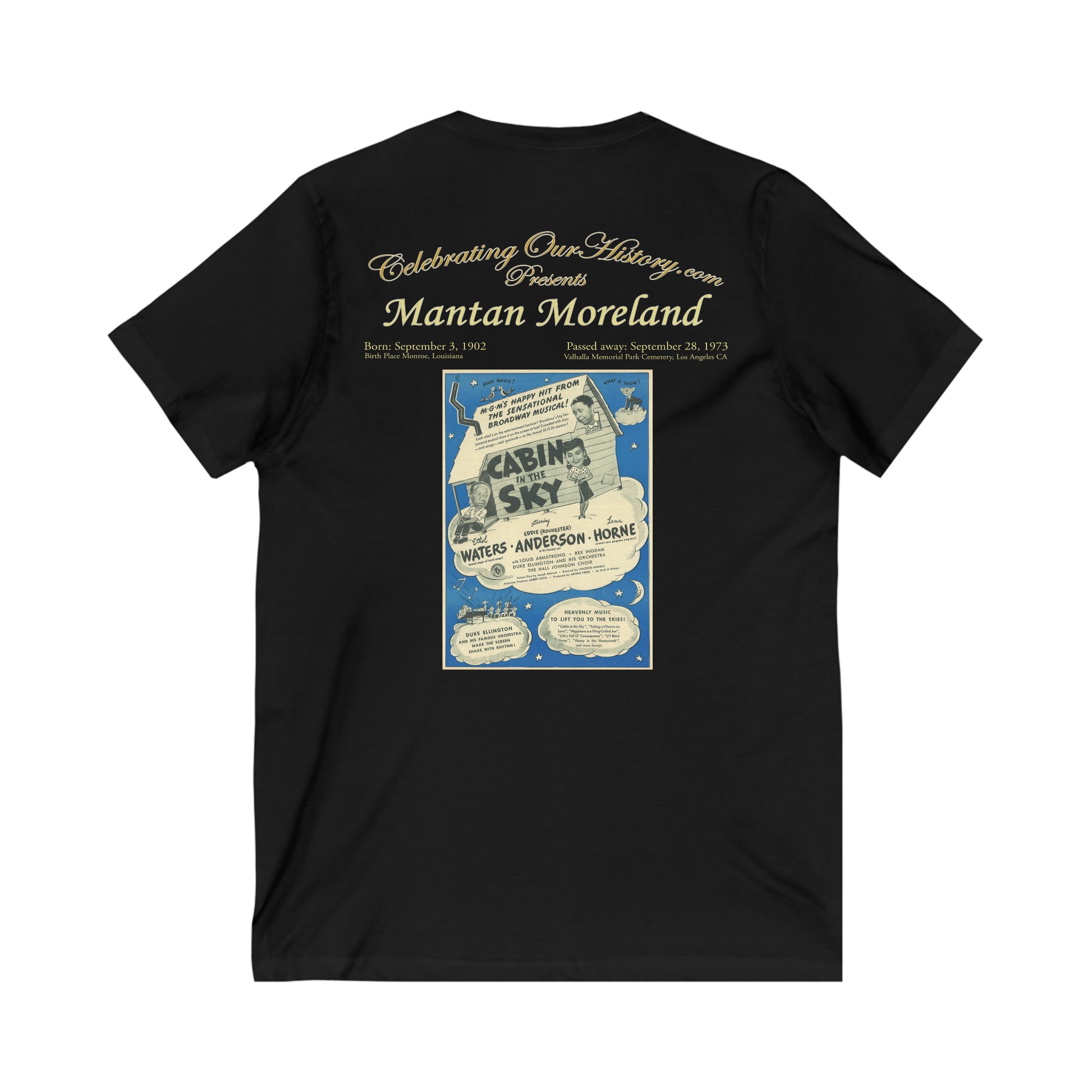 Mantan Moreland - Cabin in the Sky (1943) - Front and Back Printed Concert Style V-Neck T-Shirt