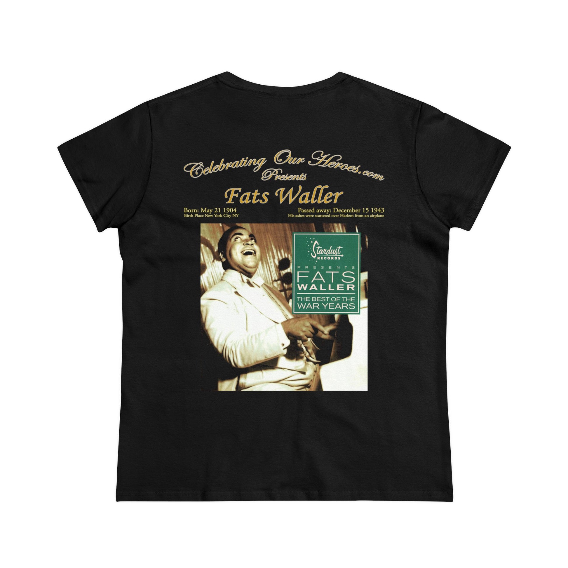 Fats Waller - The Best Of The War Years -  Front and Back Printed Concert Style Women's T-Shirt