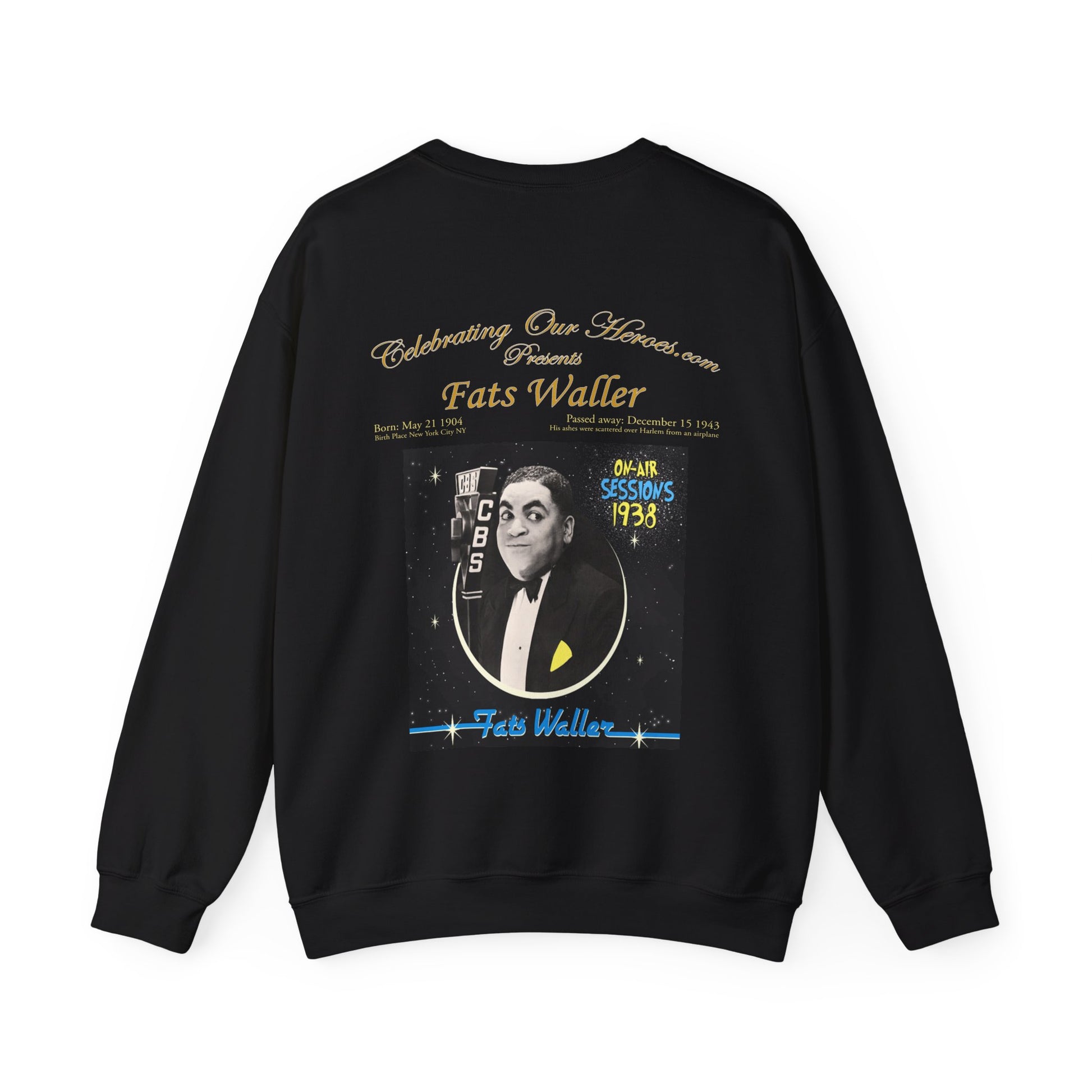 Fats Waller - On-Air Sessions 1938 -  Front and Back Printed Concert Style Sweatshirt