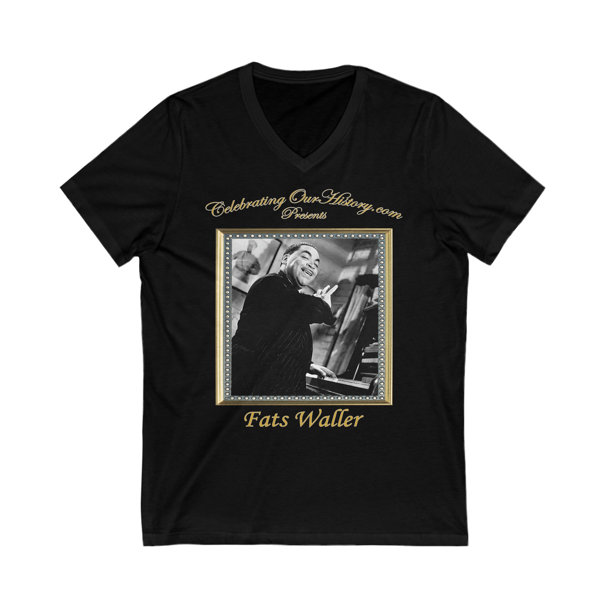 Fats Waller - Stormy Weather (1943) - Front and Back Printed Concert Style V-Neck T-Shirt