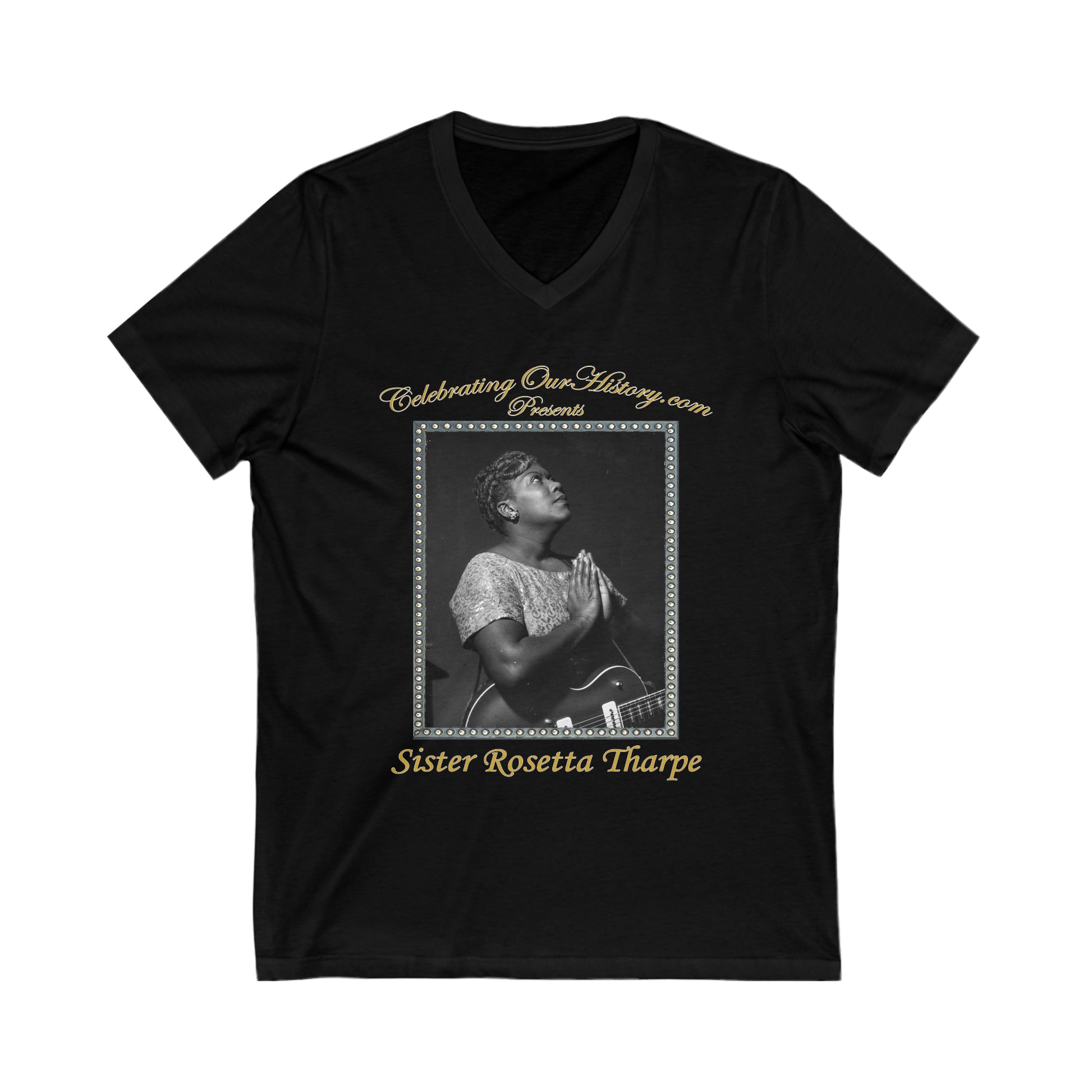 Sister Rosetta Tharpe - Gospel Hymns - Front and Back Printed Concert Style V-Neck T-Shirt