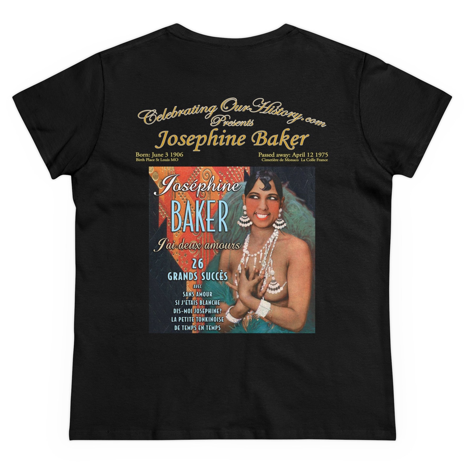 Josephine Baker - J'ai Deux Amours -  Front and Back Printed Concert Style Women's T-Shirt