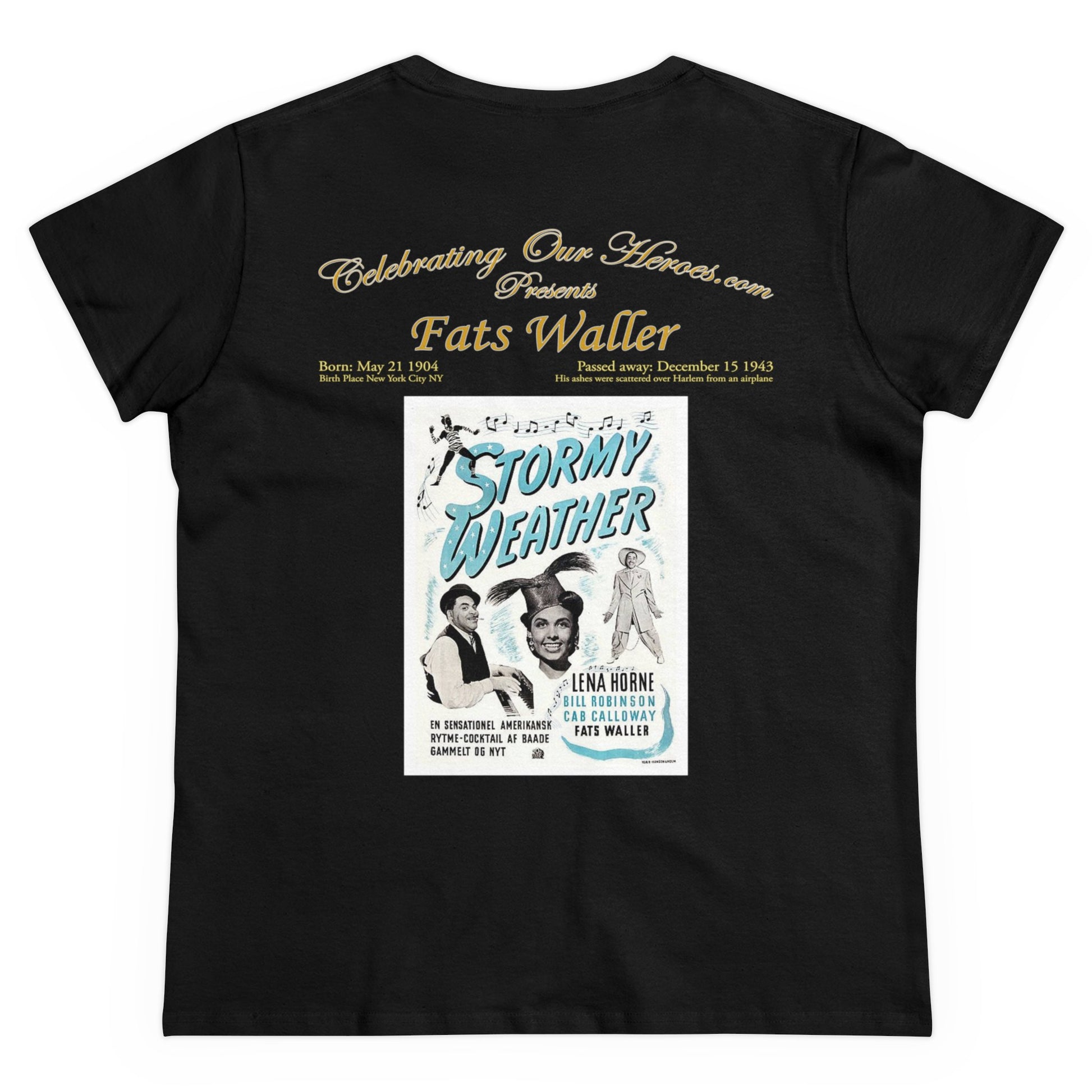 Fats Waller - Stormy Weather (1943) -  Front and Back Printed Concert Style Women's T-Shirt