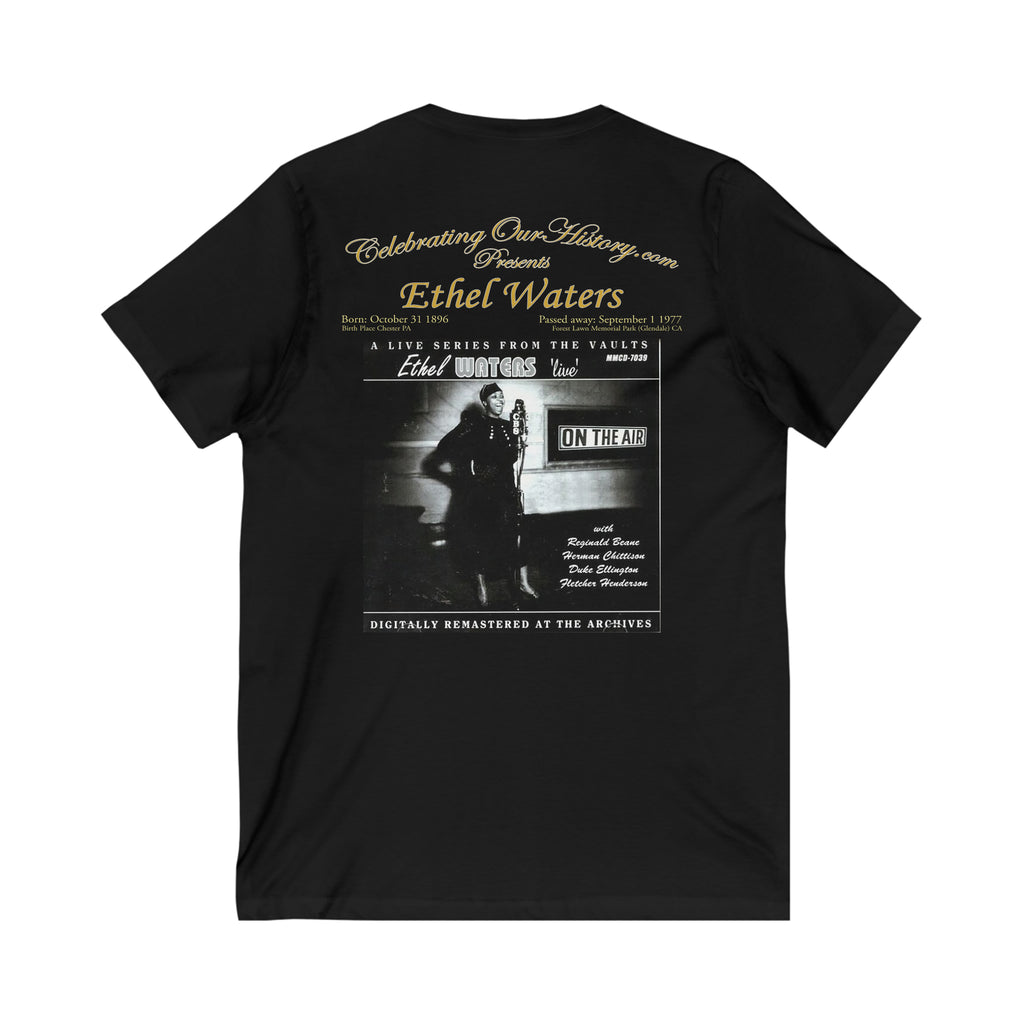 Ethel Waters - Ethel Waters Live - Front and Back Printed Concert Style V-Neck T-Shirt