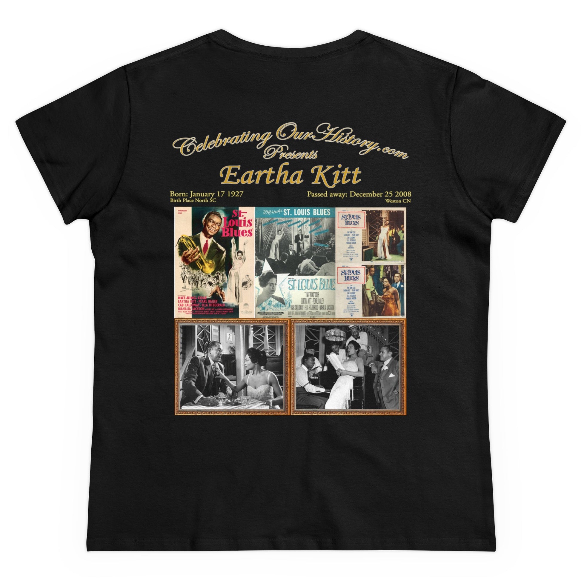 Eartha Kitt - St. Louis Blues (1958) -  Front and Back Printed Concert Style Women's T-Shirt