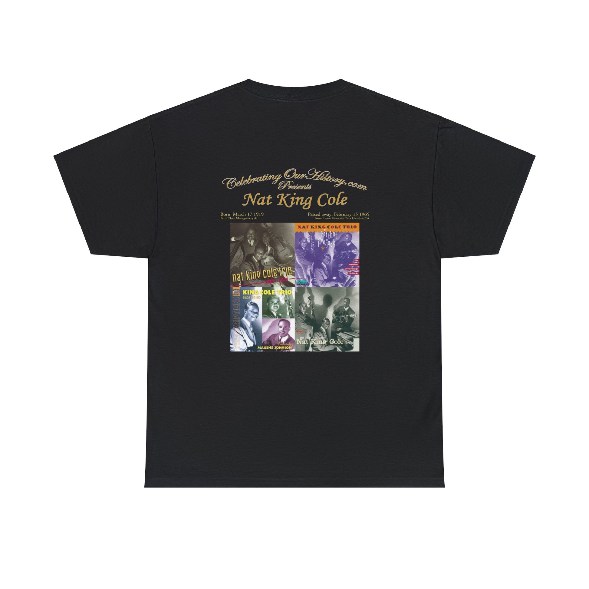 Nat King Cole - The Nat King Cole Trio v2 -  Front and Back Printed Concert Style T-Shirt