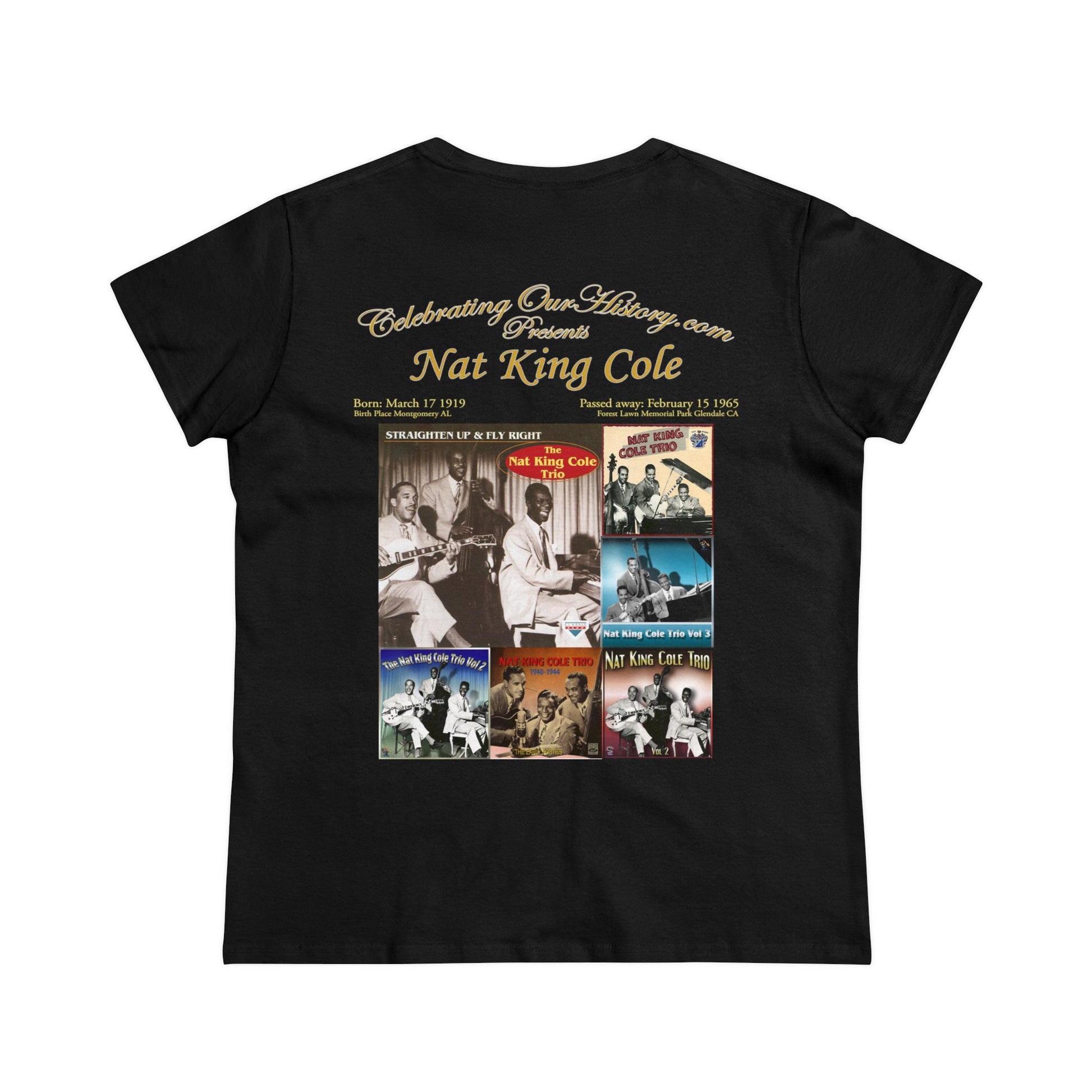 Nat King Cole - The Nat King Cole Trio -  Front and Back Printed Concert Style Women's T-Shirt