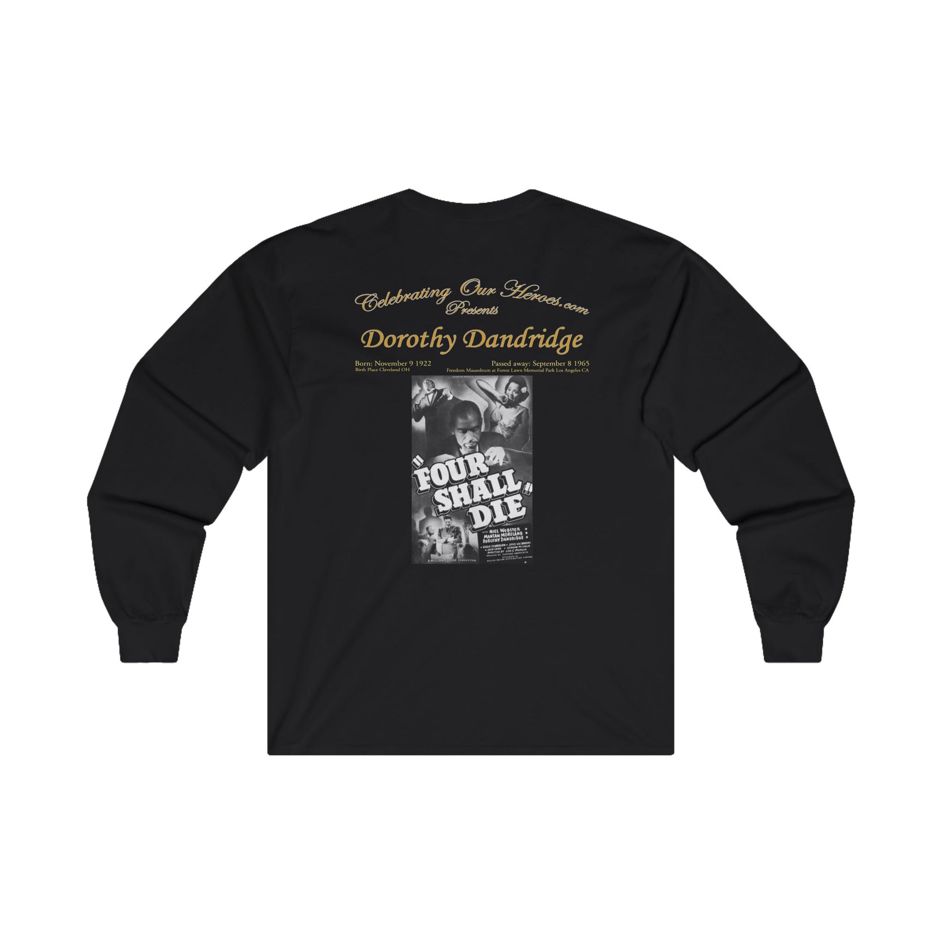Dorothy Dandridge - Four Shall Die (1940) - Front and Back Printed Concert Style Long Sleeve T-Shirt
