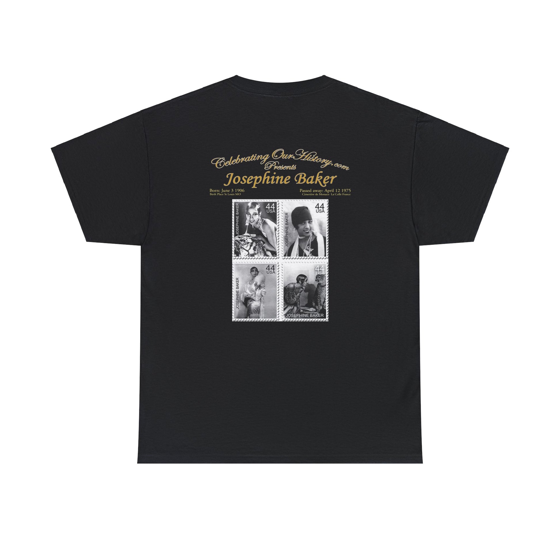 Josephine Baker - Four Stamps -  Front and Back Printed Concert Style T-Shirt