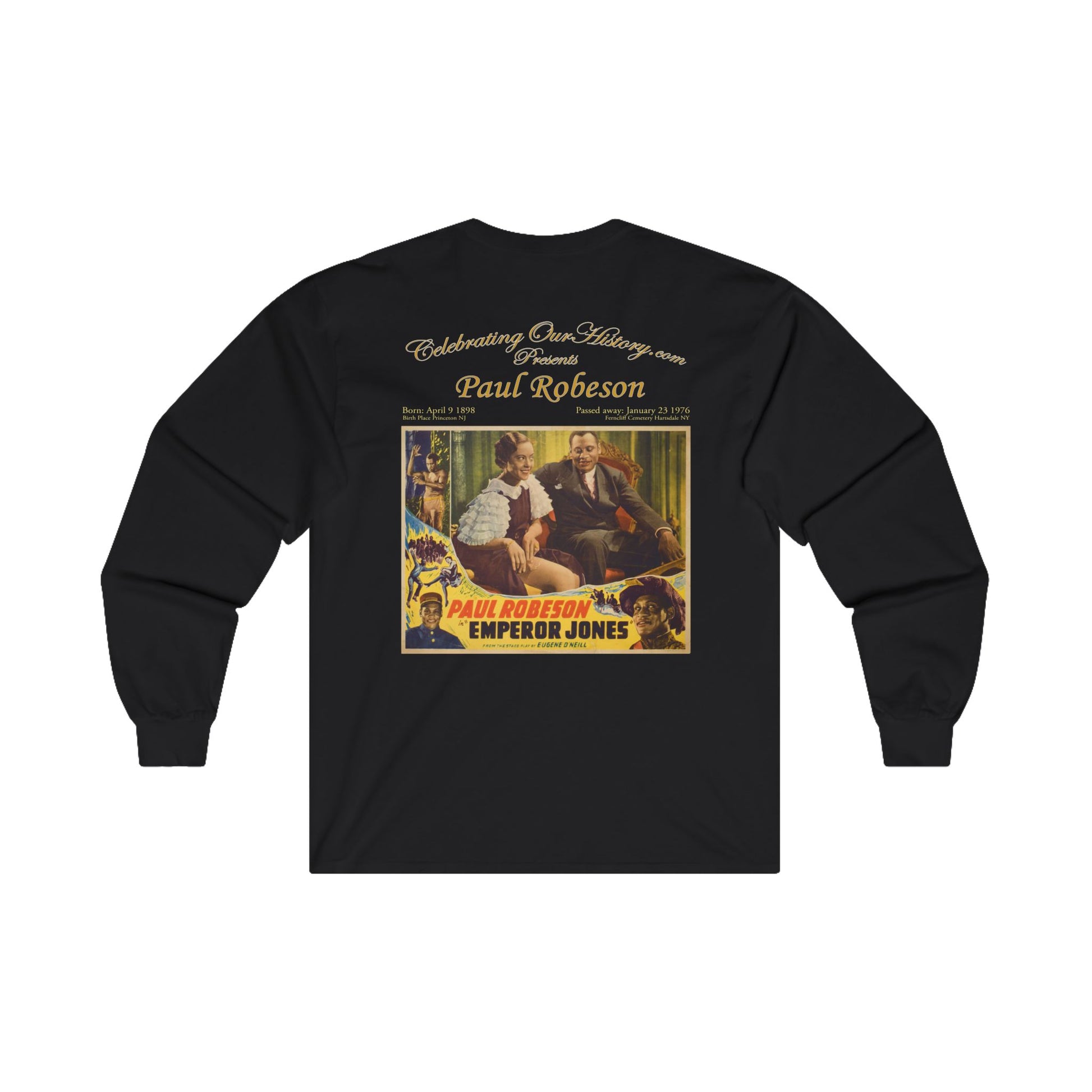 Paul Robeson - The Emperor Jones (1933) - Front and Back Printed Concert Style Long Sleeve T-Shirt