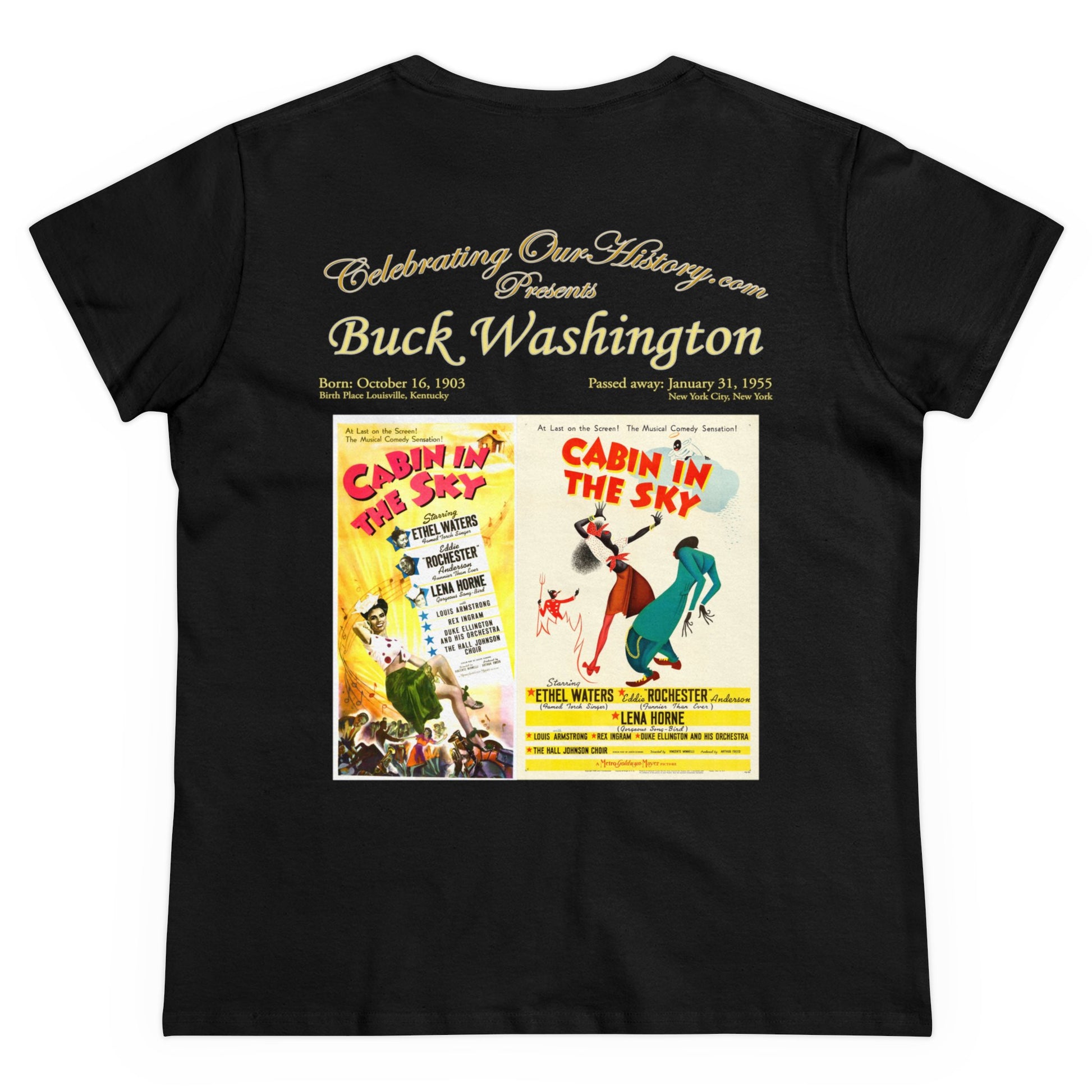 Buck Washington - Cabin in the Sky (1943) -  Front and Back Printed Concert Style Women's T-Shirt