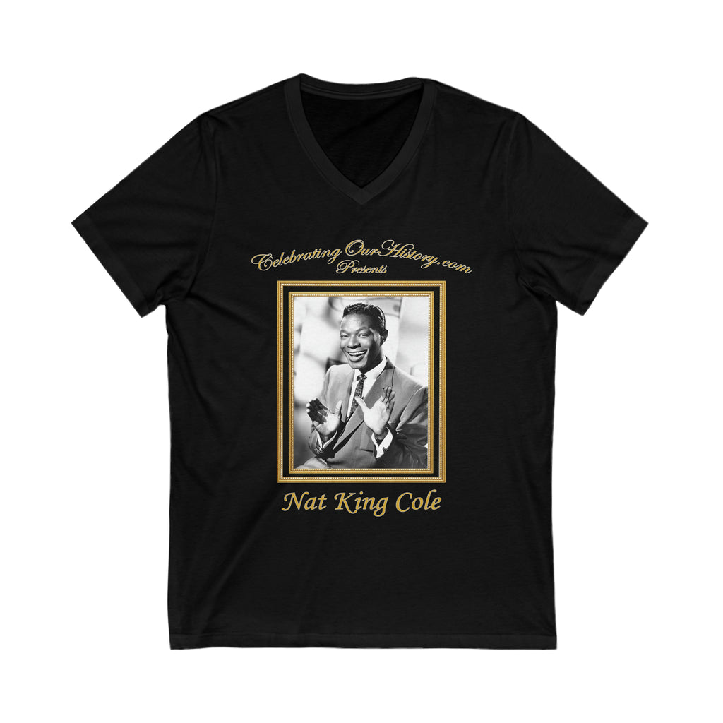 Nat King Cole - The Unforgettable Nat King Cole - Front and Back Printed Concert Style V-Neck T-Shirt