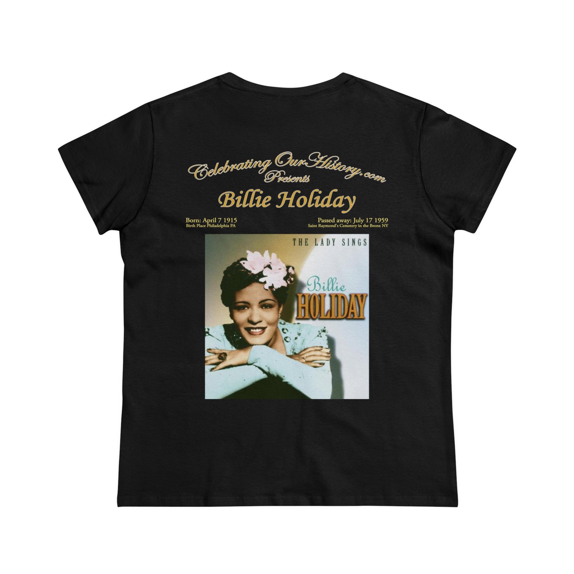 Billie Holiday - The Lady Sings -  Front and Back Printed Concert Style Women's T-Shirt