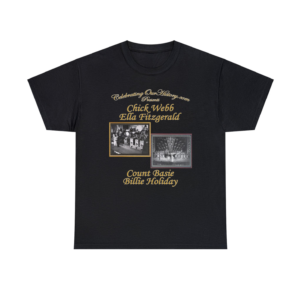 Chick Webb & Ella Fitzgerald vs Count Basie & Billie Holiday - Battle of Swing -  Front and Back Printed Concert Style T-Shirt