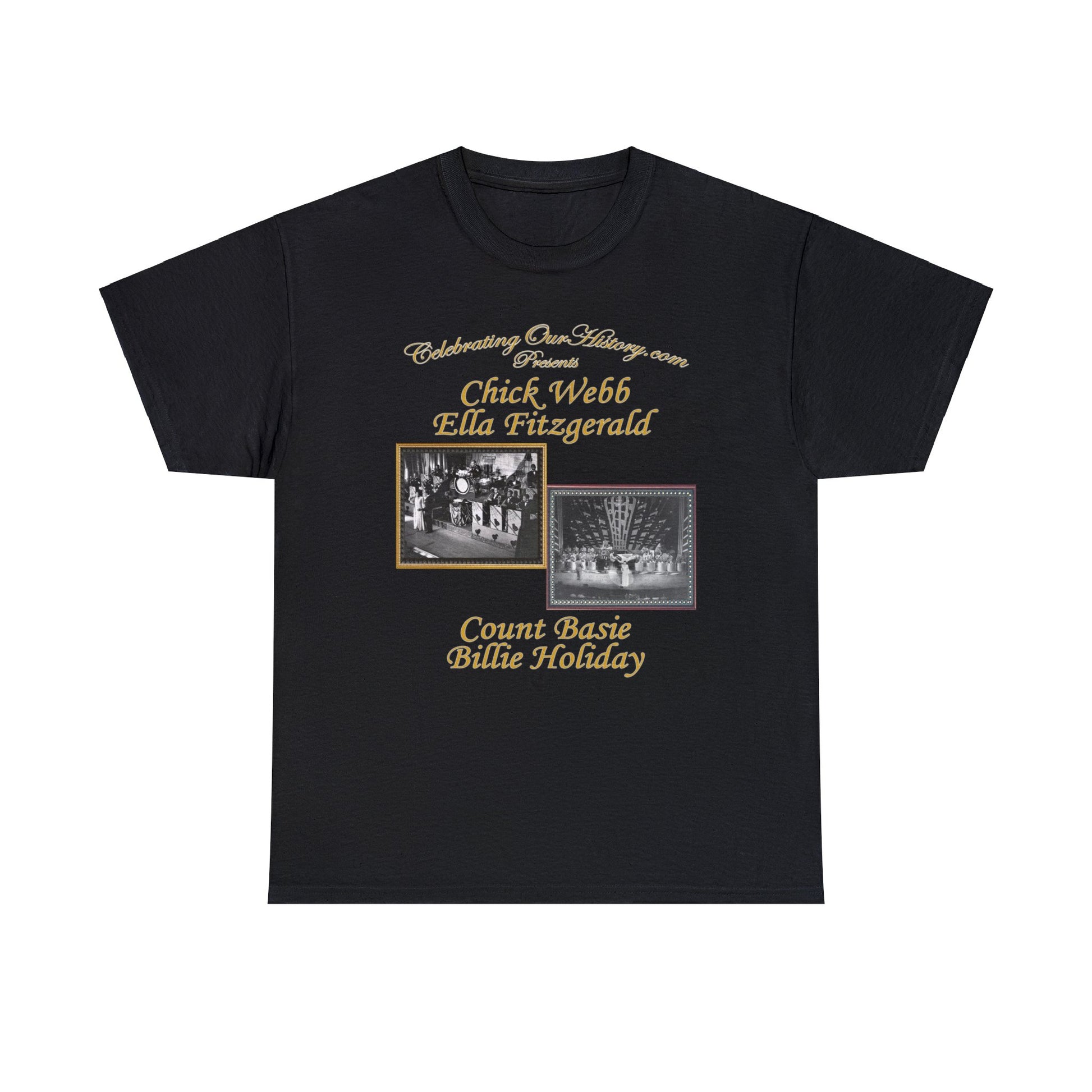 Chick Webb & Ella Fitzgerald vs Count Basie & Billie Holiday - Battle of Swing -  Front and Back Printed Concert Style T-Shirt