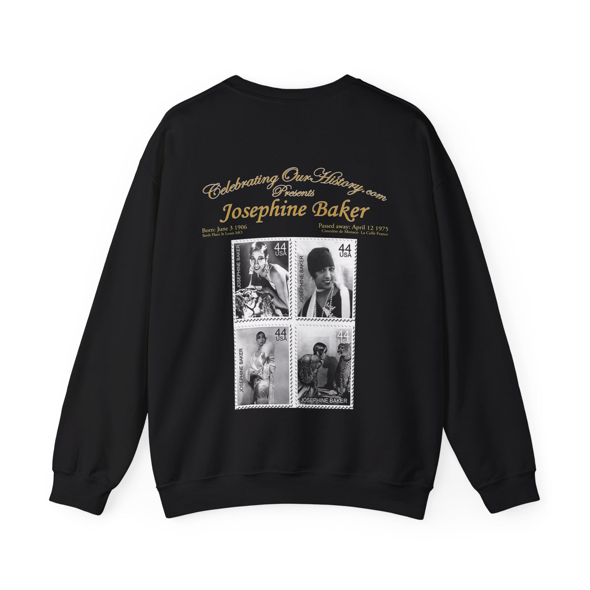 Josephine Baker - Four Stamps -  Front and Back Printed Concert Style Sweatshirt