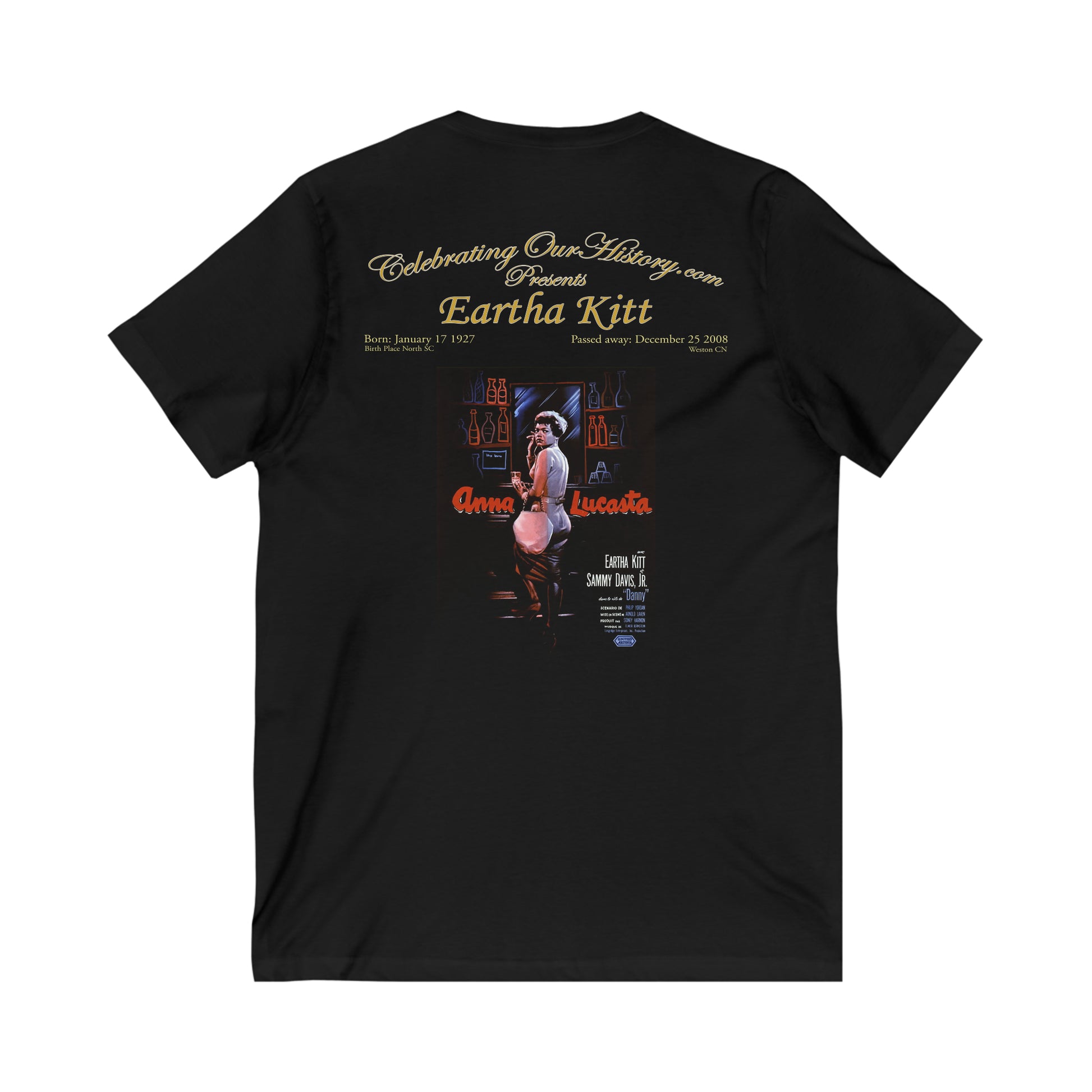 Eartha Kitt - Anna Lucasta (1958) - Front and Back Printed Concert Style V-Neck T-Shirt