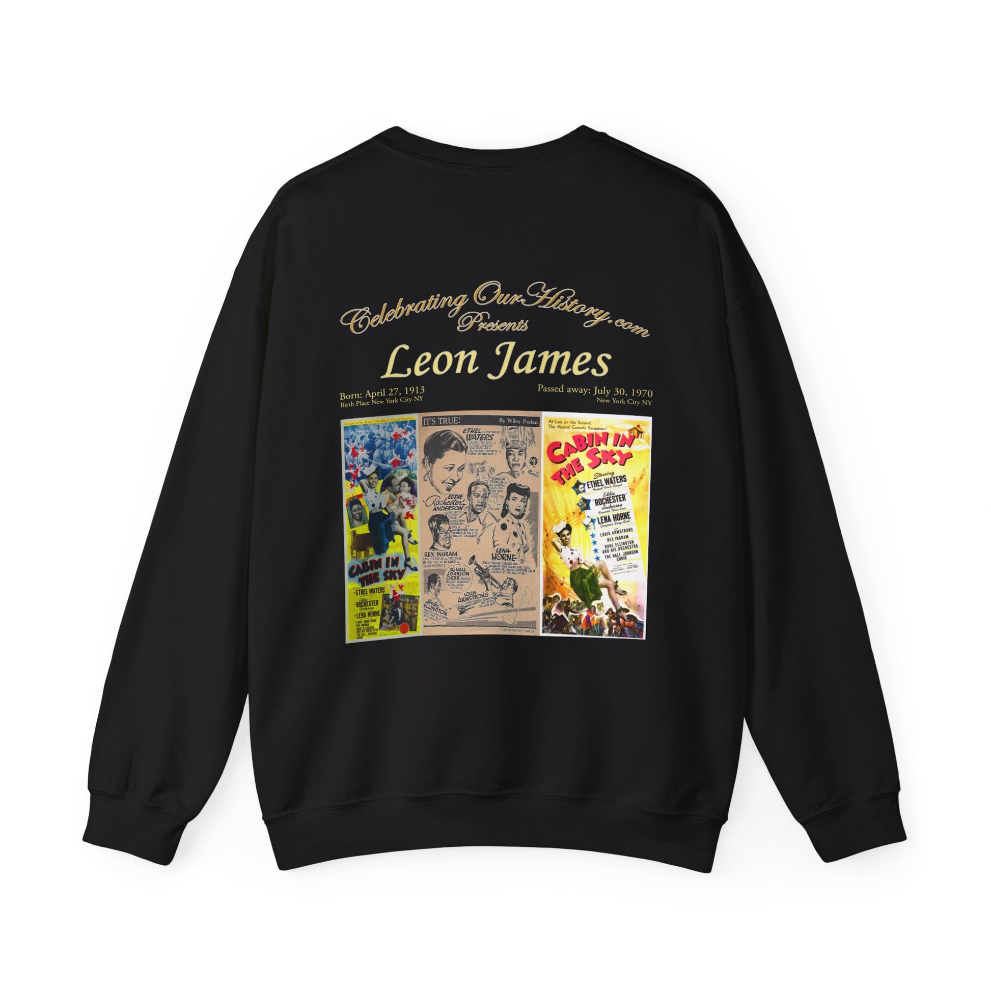 Leon James - Cabin in the Sky (1943) -  Front and Back Printed Concert Style Sweatshirt
