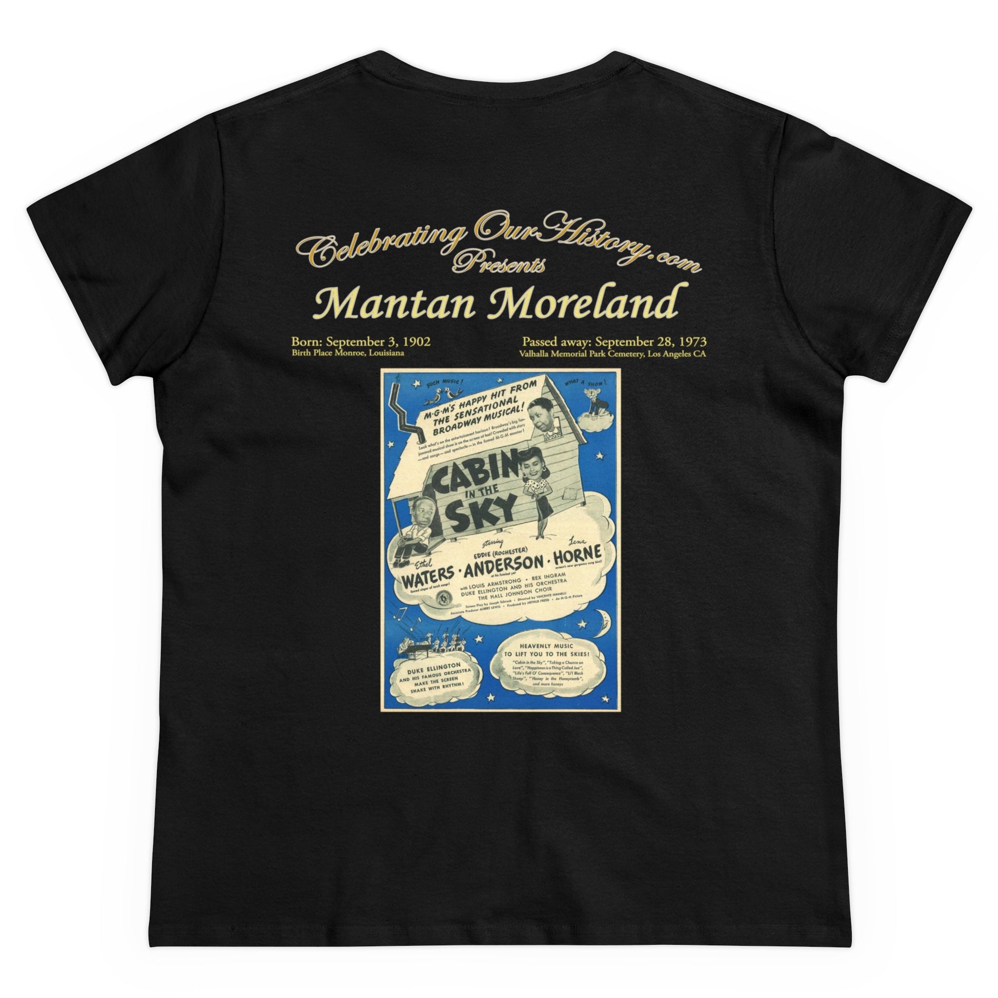 Mantan Moreland - Cabin in the Sky (1943) -  Front and Back Printed Concert Style Women's T-Shirt
