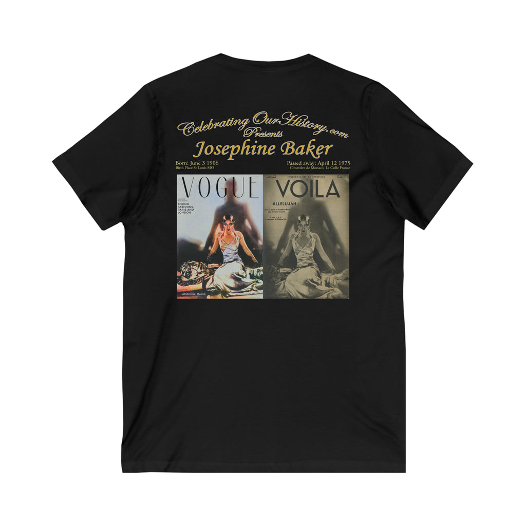 Josephine Baker - Vogue/Voila - Front and Back Printed Concert Style V-Neck T-Shirt