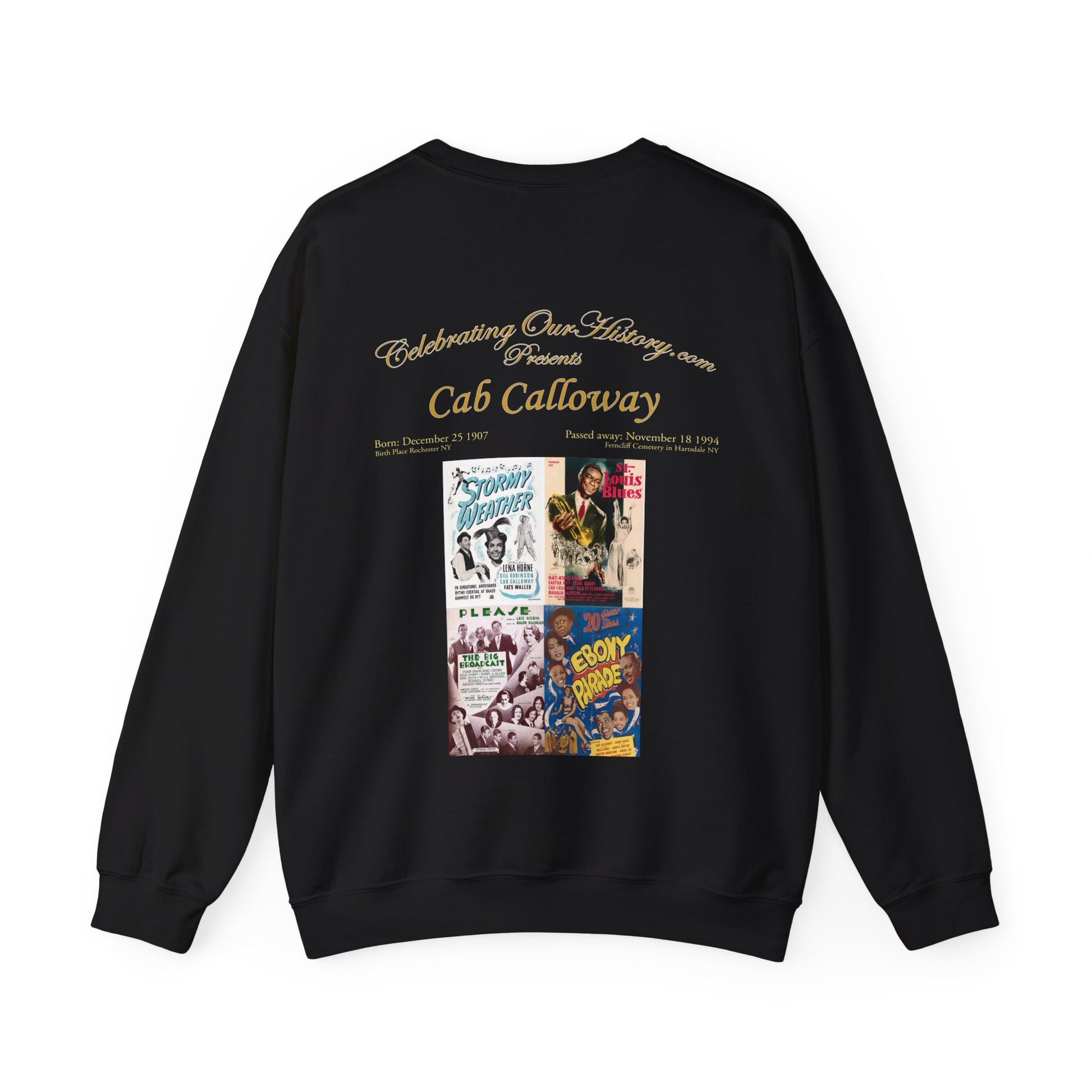 Cab Calloway - Four Movie Posters -  Front and Back Printed Concert Style Sweatshirt
