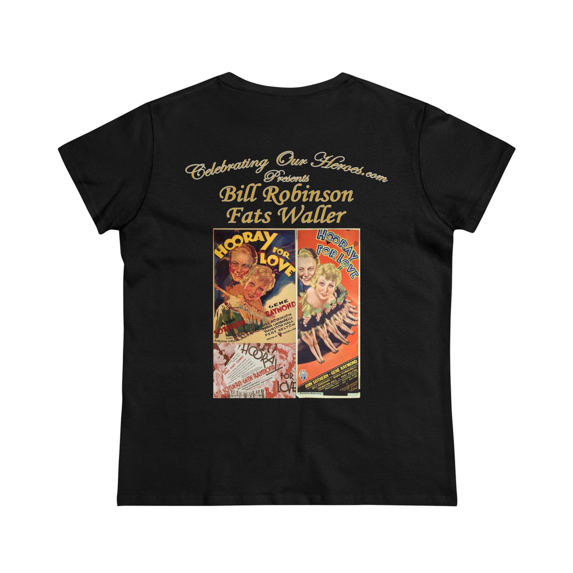 Bill Robinson And Fats Waller - Hooray For Love -  Front and Back Printed Concert Style Women's T-Shirt
