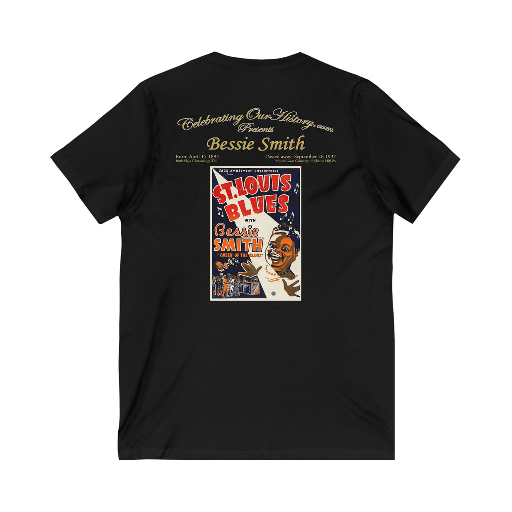 Bessie Smith - St. Louis Blues (1929) - Front and Back Printed Concert Style V-Neck T-Shirt
