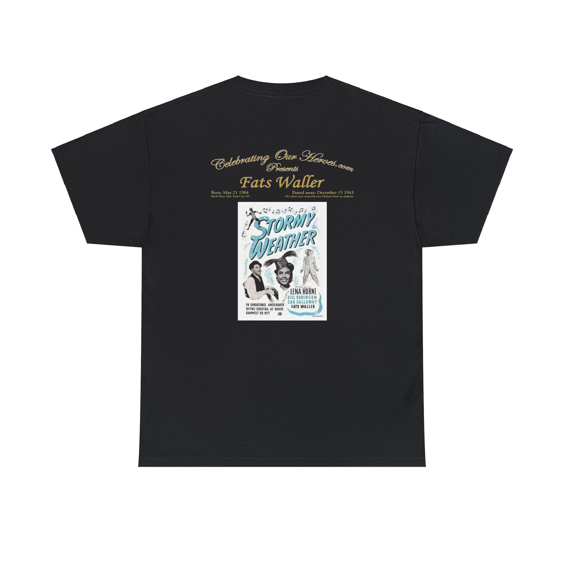 Fats Waller - Stormy Weather (1943) -  Front and Back Printed Concert Style T-Shirt