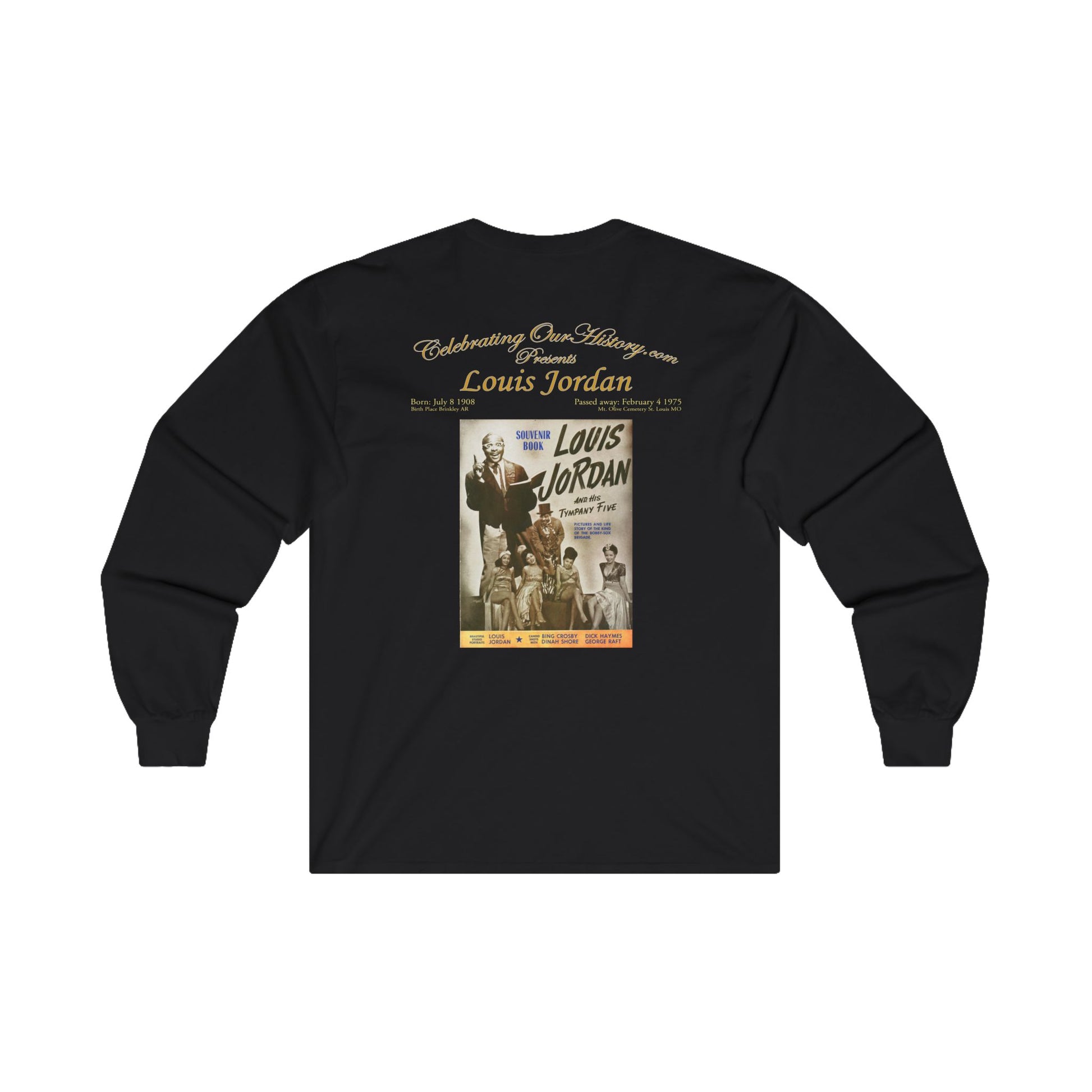 Louis Jordan - Souvenir Book - Front and Back Printed Concert Style Long Sleeve T-Shirt