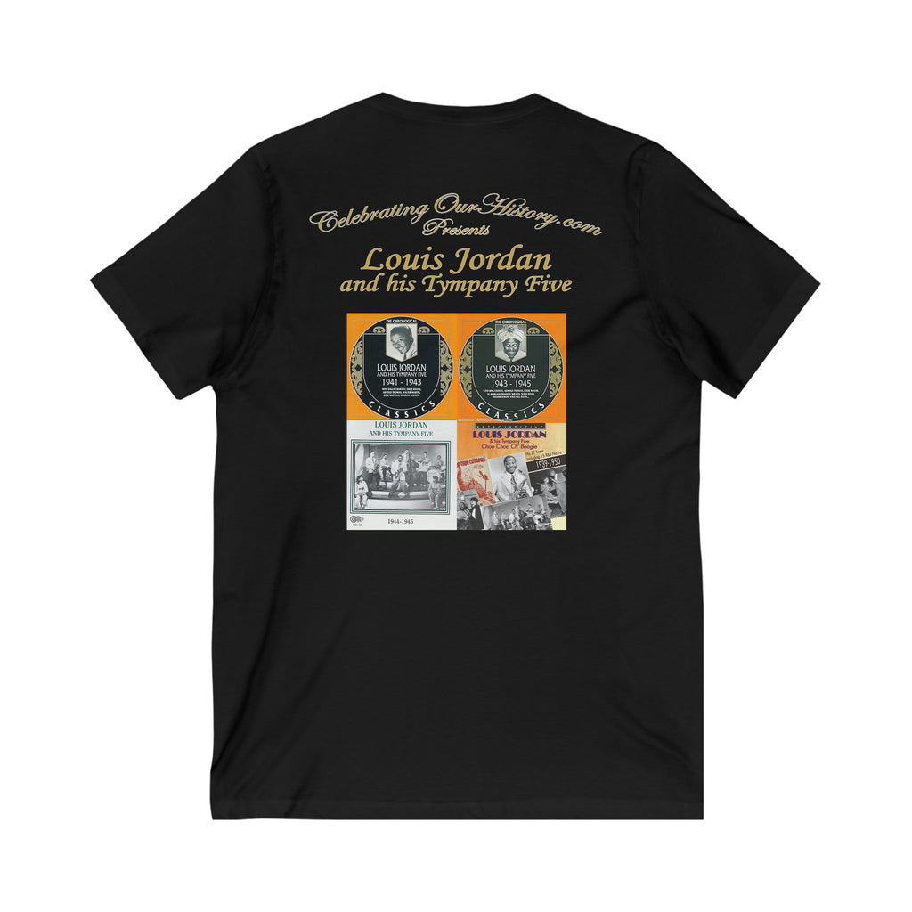 Louis Jordan - Four Albums - Front and Back Printed Concert Style V-Neck T-Shirt