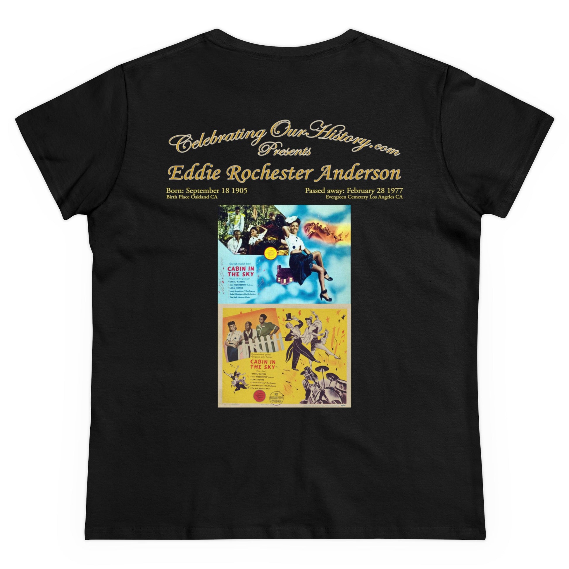 Eddie "Rochester" Anderson - Cabin in the Sky (1943) -  Front and Back Printed Concert Style Women's T-Shirt