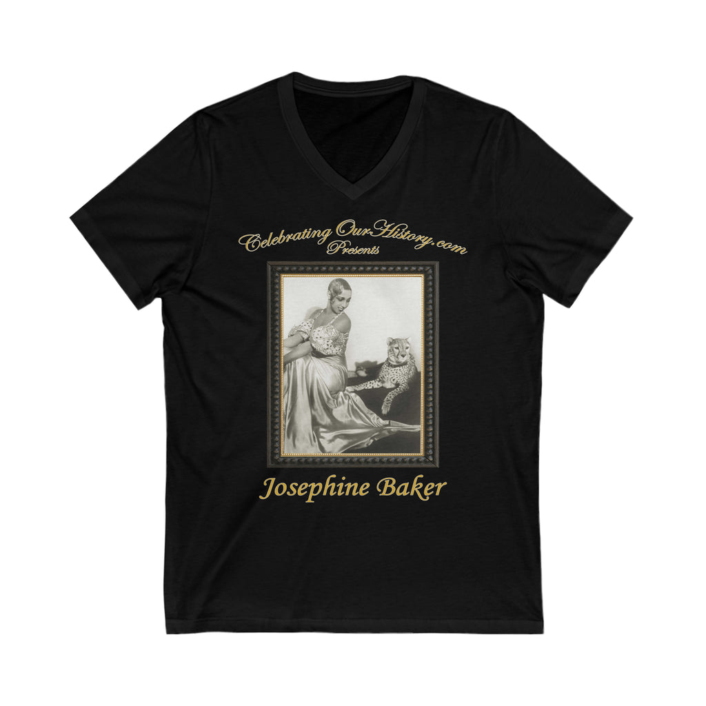 Josephine Baker - Four Stamps - Front and Back Printed Concert Style V-Neck T-Shirt