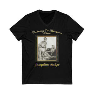 Josephine Baker - Four Stamps - Front and Back Printed Concert Style V-Neck T-Shirt