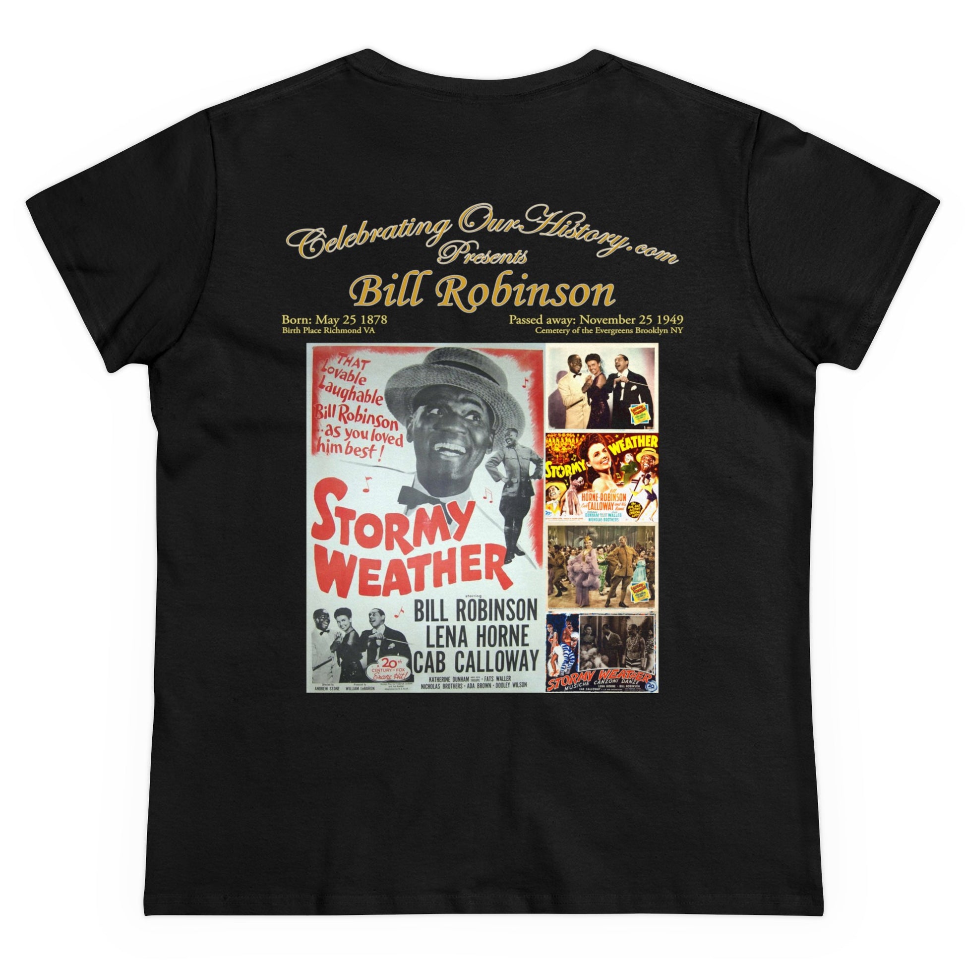 Bill Robinson - Stormy Weather (1943) -  Front and Back Printed Concert Style Women's T-Shirt