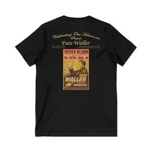 Fats Waller - Riverview Ballroom - Front and Back Printed Concert Style V-Neck T-Shirt
