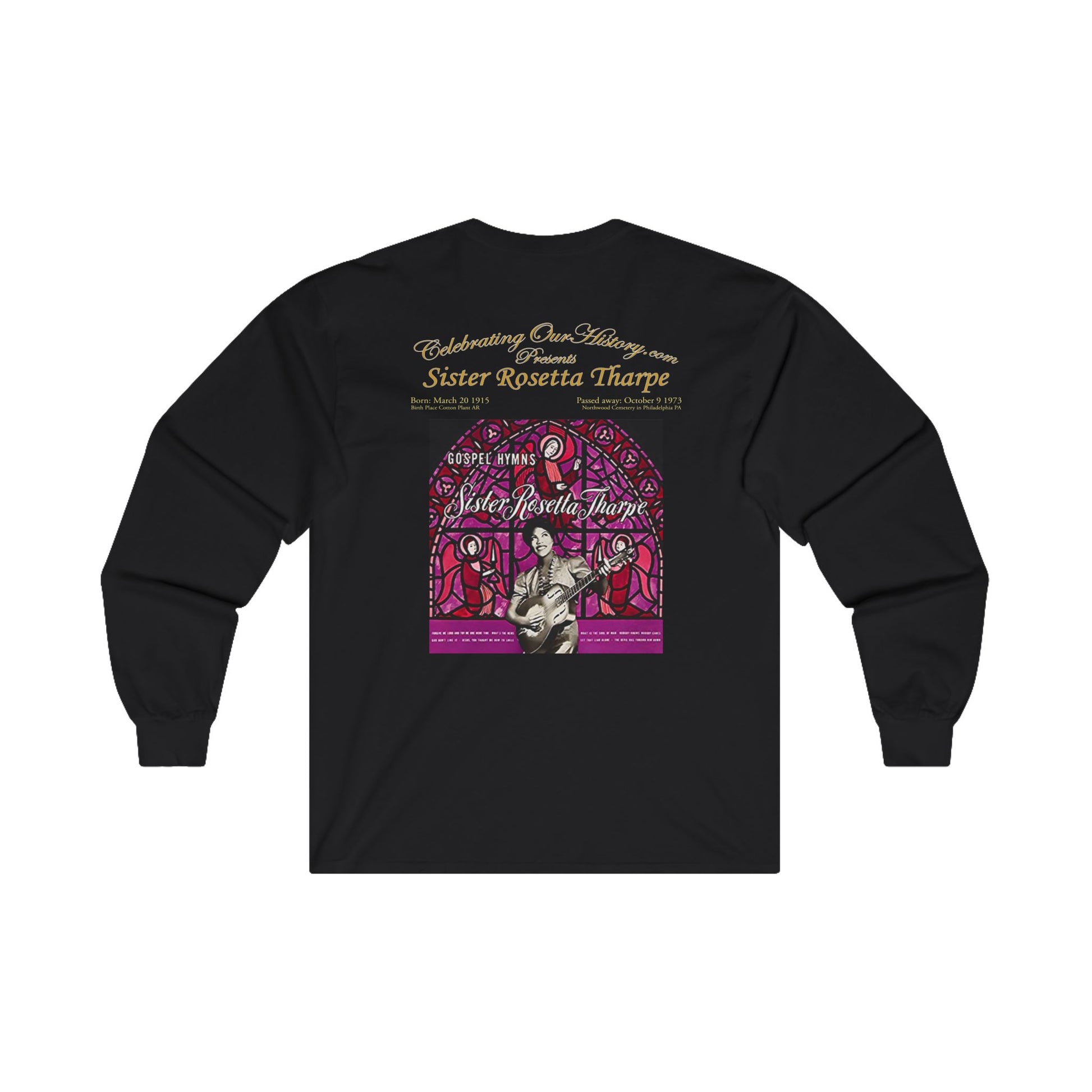 Sister Rosetta Tharpe - Gospel Hymns - Front and Back Printed Concert Style Long Sleeve T-Shirt