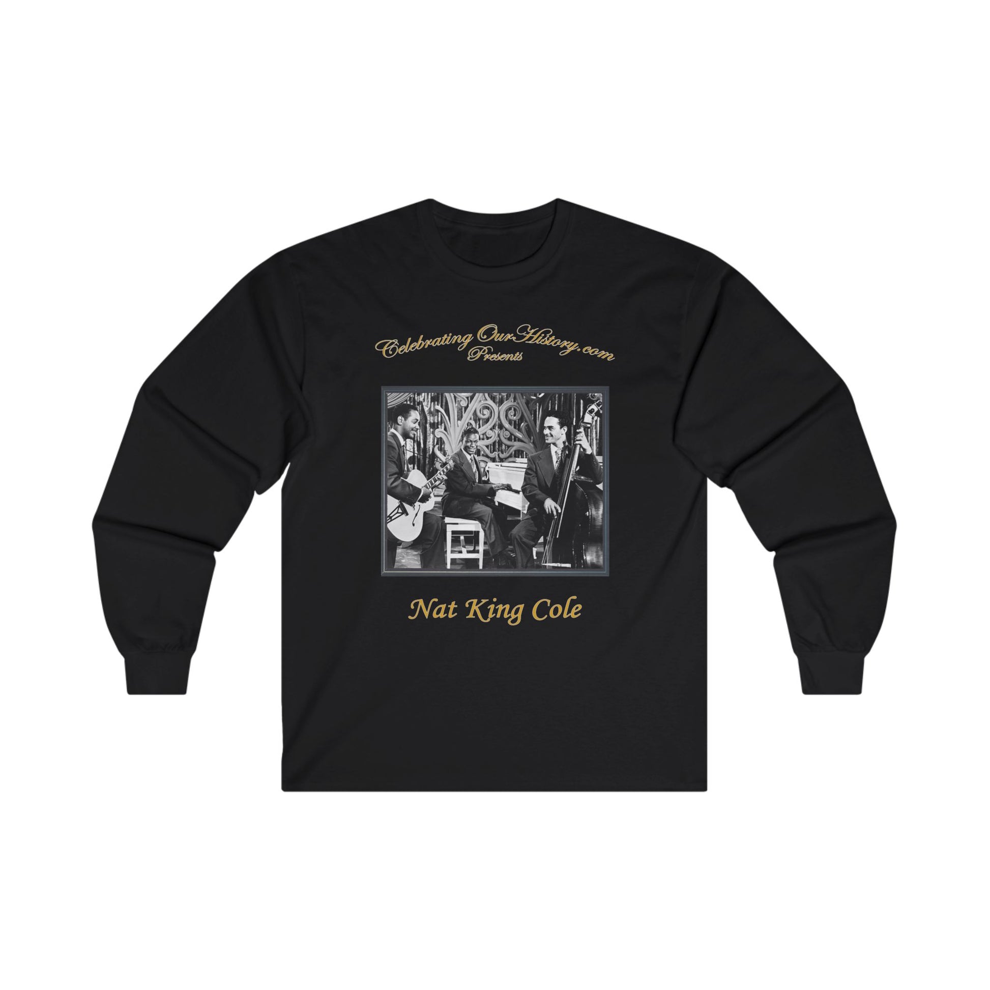 Nat King Cole - The Nat King Cole Trio - Front and Back Printed Concert Style Long Sleeve T-Shirt