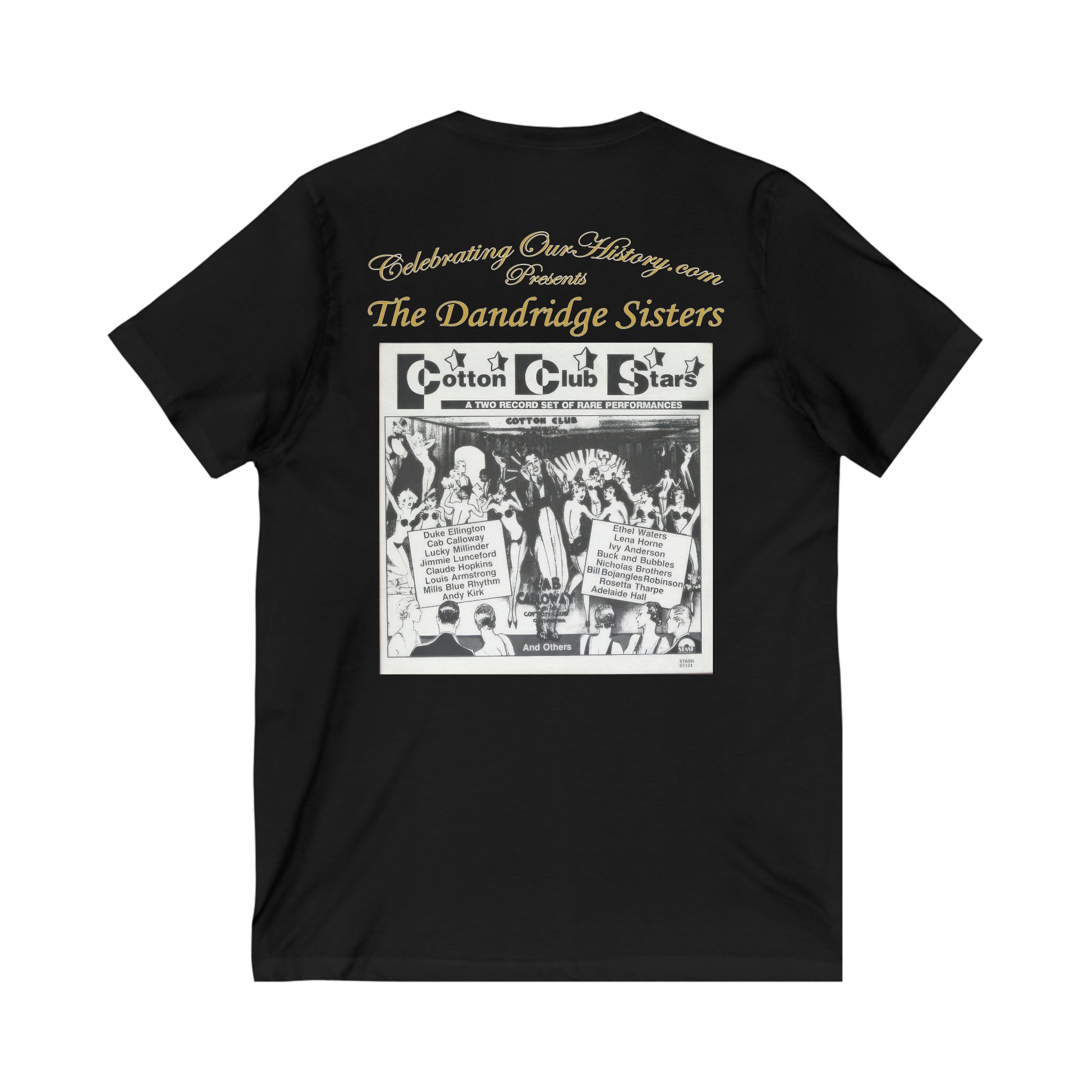 The Dandridge Sisters - Cotton Club Stars - Front and Back Printed Concert Style V-Neck T-Shirt