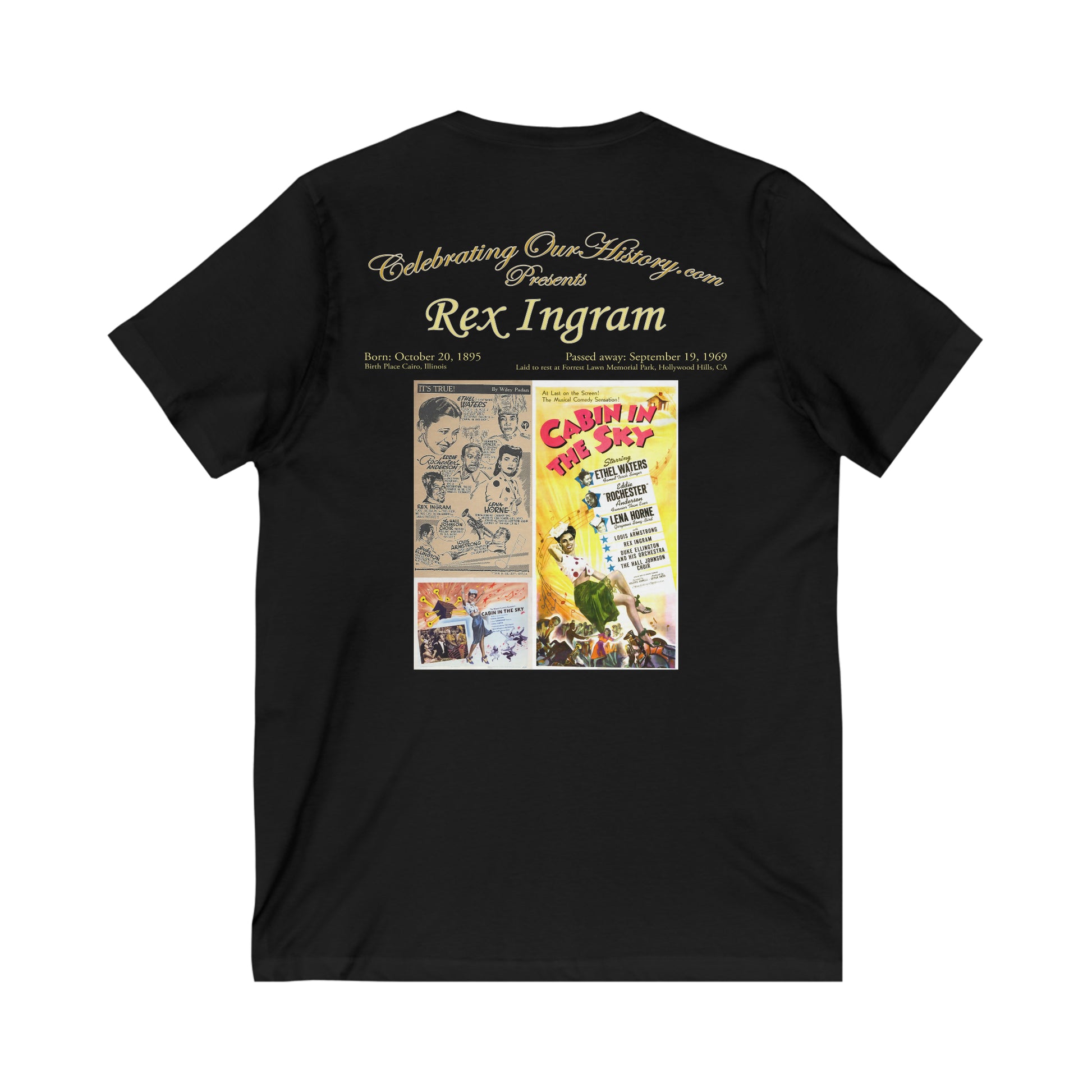 Rex Ingram - Cabin in the Sky (1943) - Front and Back Printed Concert Style V-Neck T-Shirt