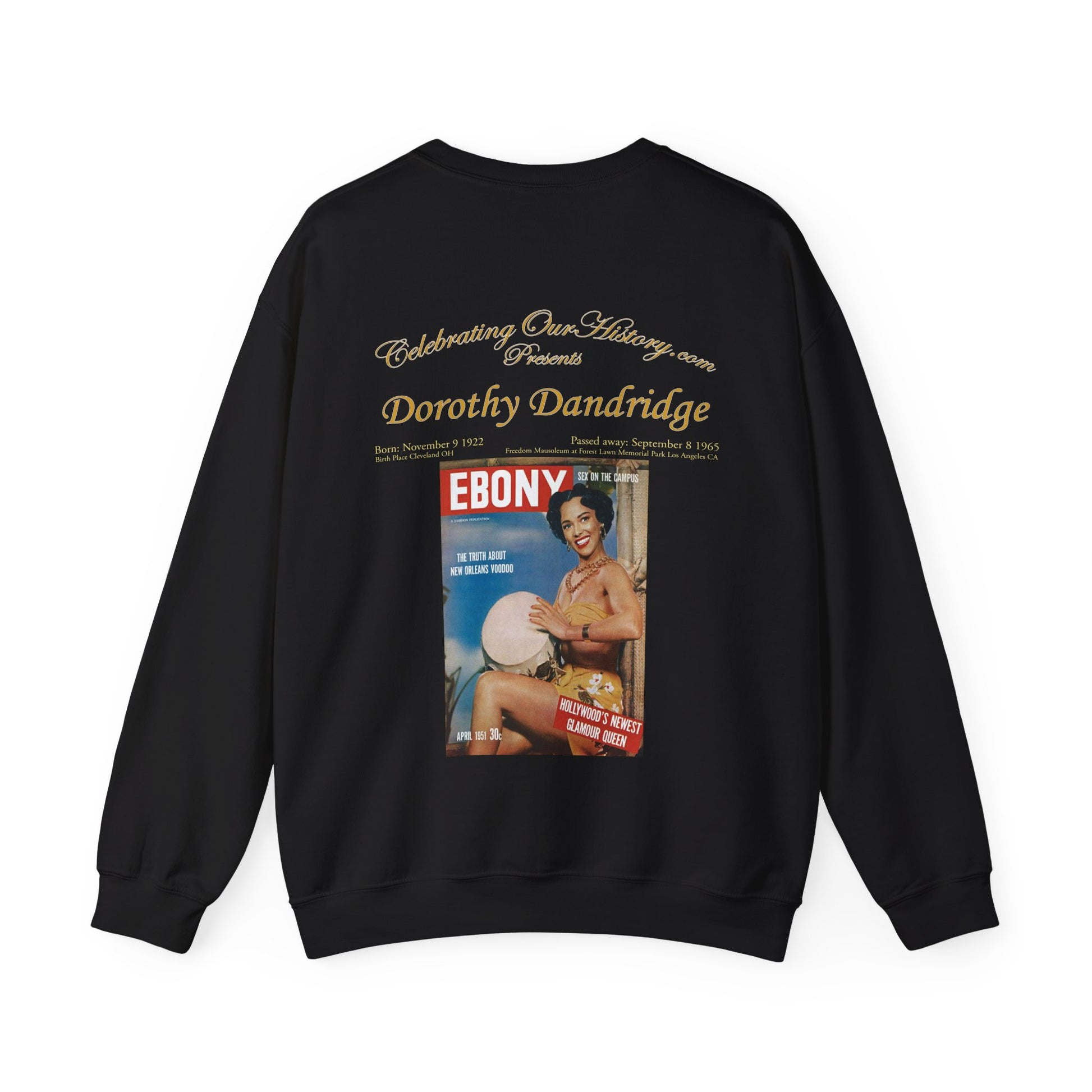 Dorothy Dandridge - Ebony Cover -  Front and Back Printed Concert Style Sweatshirt