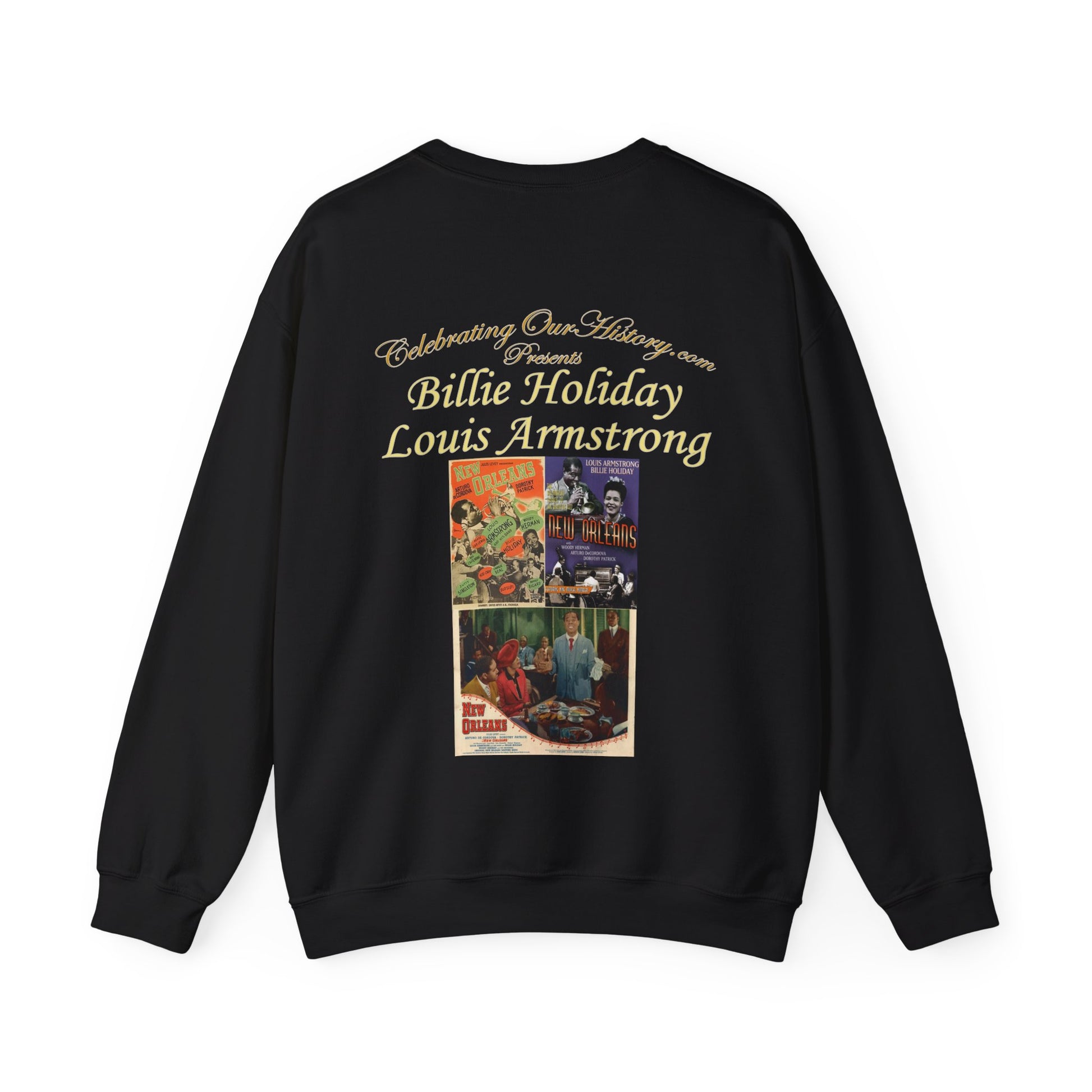 Billie Holiday and Louis Armstrong - New Orleans (1947) - Front and Back Printed Concert Style Sweatshirt