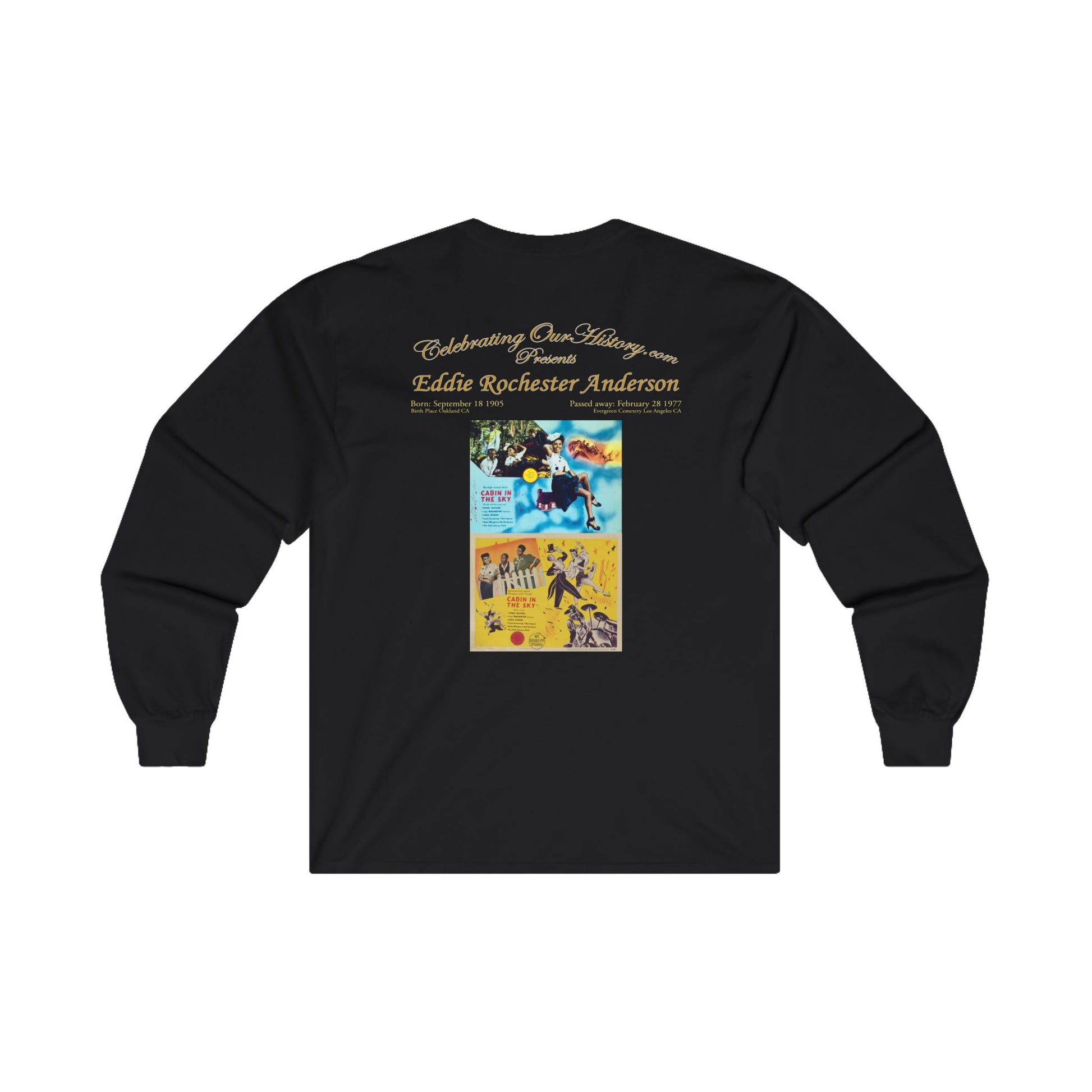Eddie "Rochester" Anderson - Cabin in the Sky (1943) - Front and Back Printed Concert Style Long Sleeve T-Shirt
