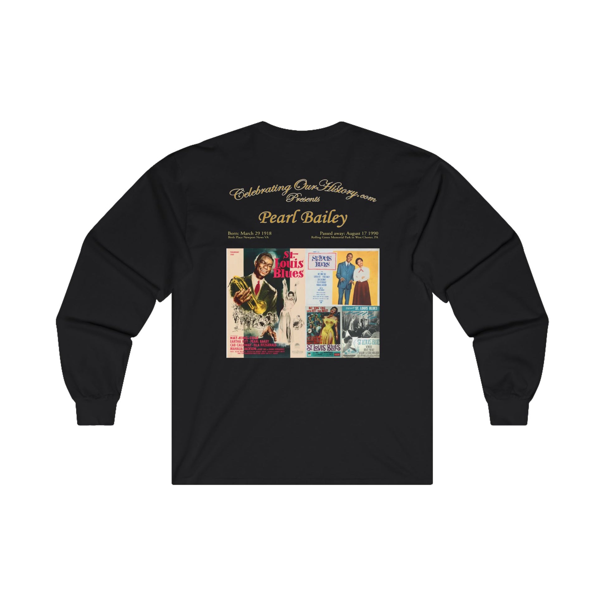 Pearl Bailey - St. Louis Blues (1958) - Front and Back Printed Concert Style Long Sleeve T-Shirt